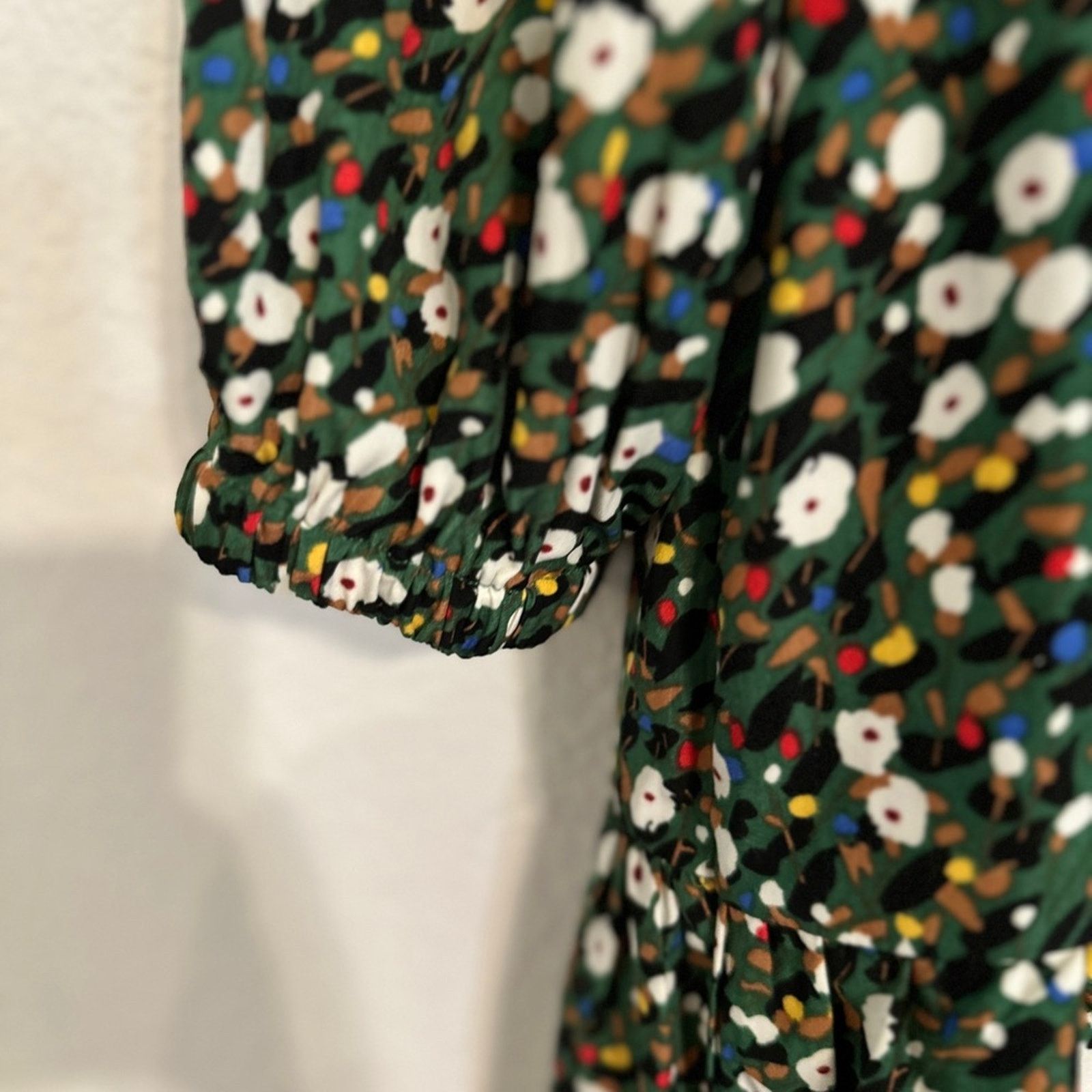 Enro Entro Dark Green Multi Long Sleeve mini dress Size M / US 6-8 / IT 42-44 - 8 Thumbnail