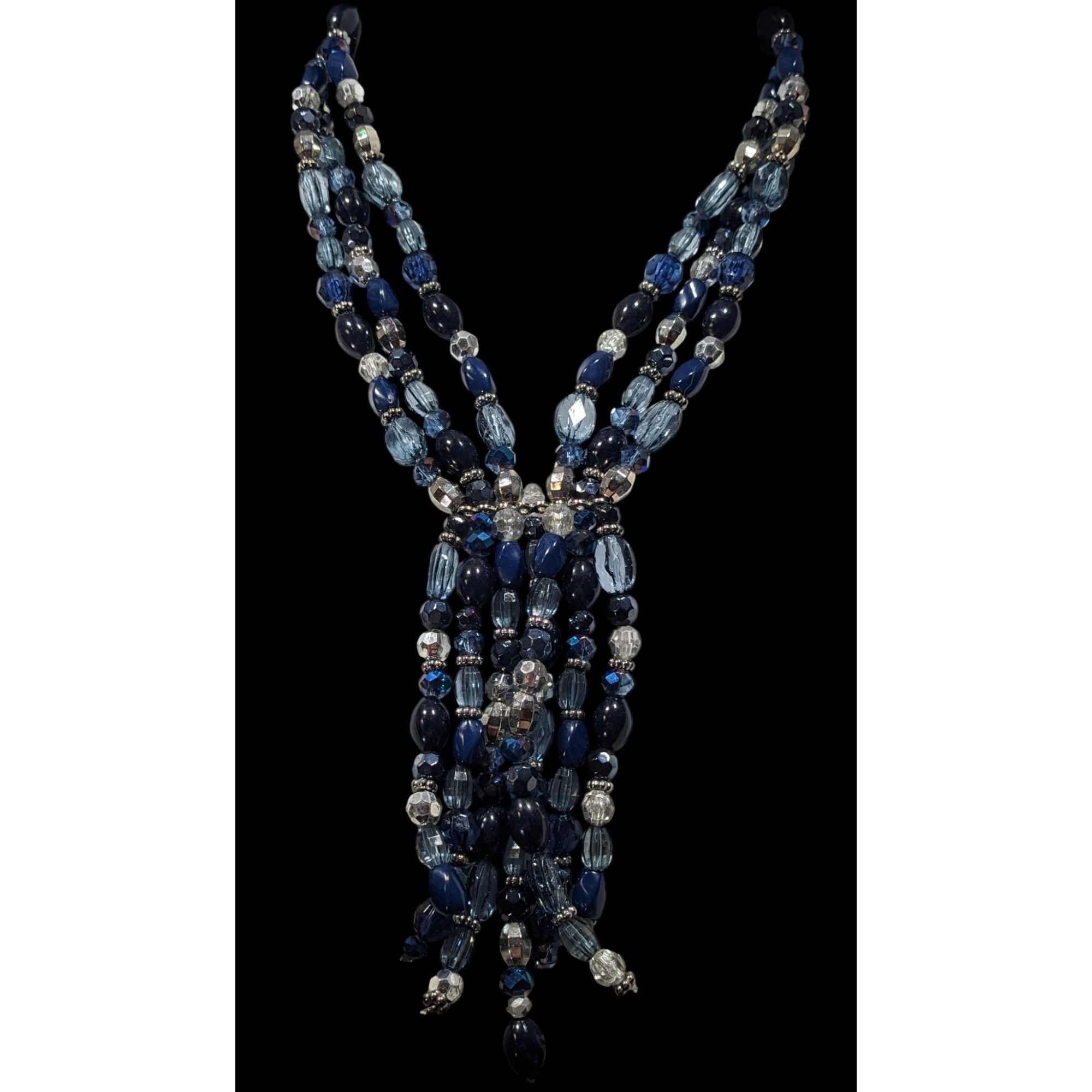 Other Erica Lyons Blue And Silver Tone Beaded Statement Necklace Size ONE SIZE - 2 Thumbnail