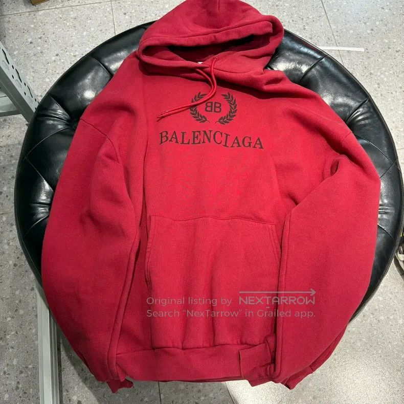 Balenciaga Letter Logo Embroidered Hooded Long Sleeve Swea
