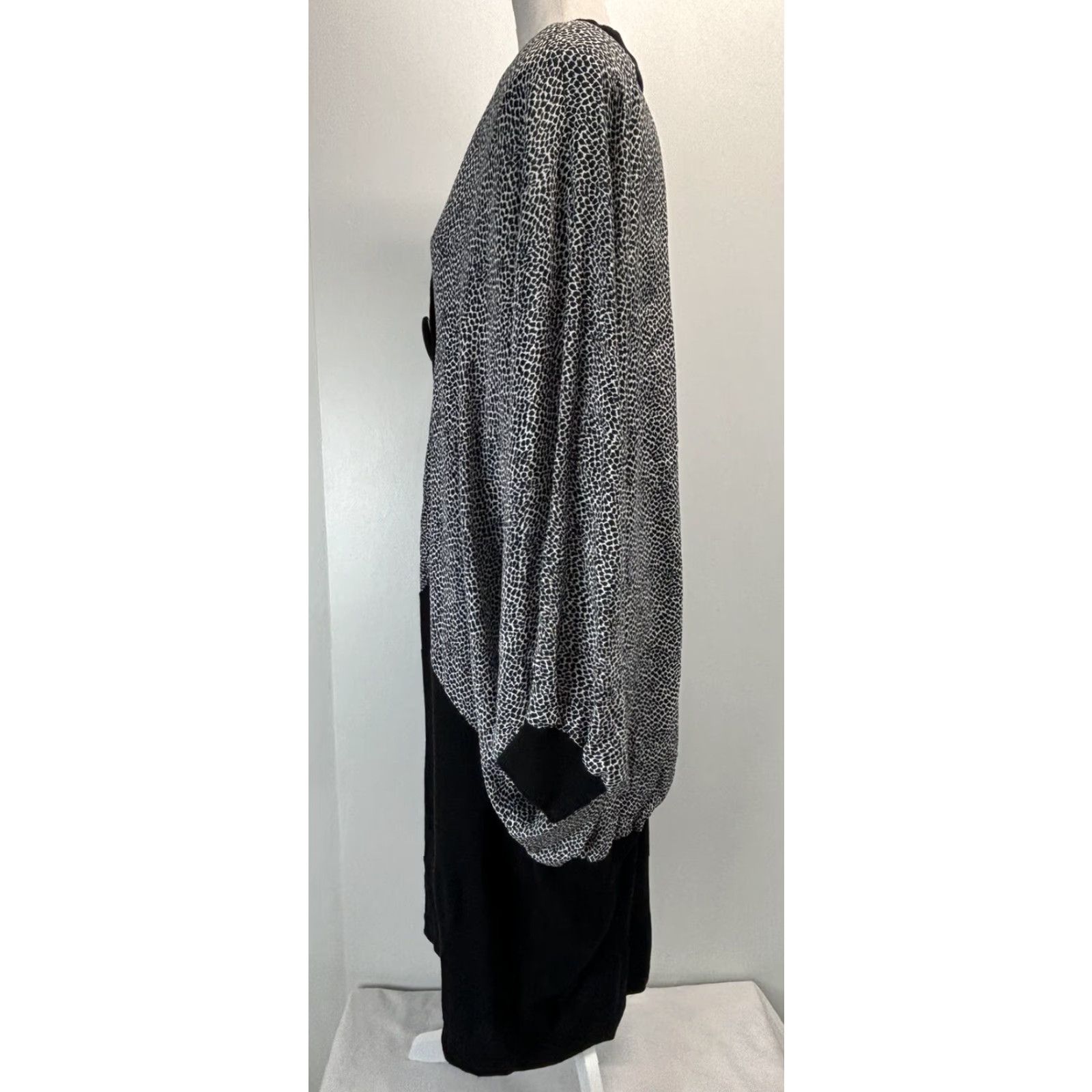 Vintage VINTAGE Ricky Smithline Batwing Dress 24W Plus Knit Stretch Skirt Oversized Top Blouson 1980s Black White Mens Women? Size 4XL / US 24-26 - 2 Thumbnail