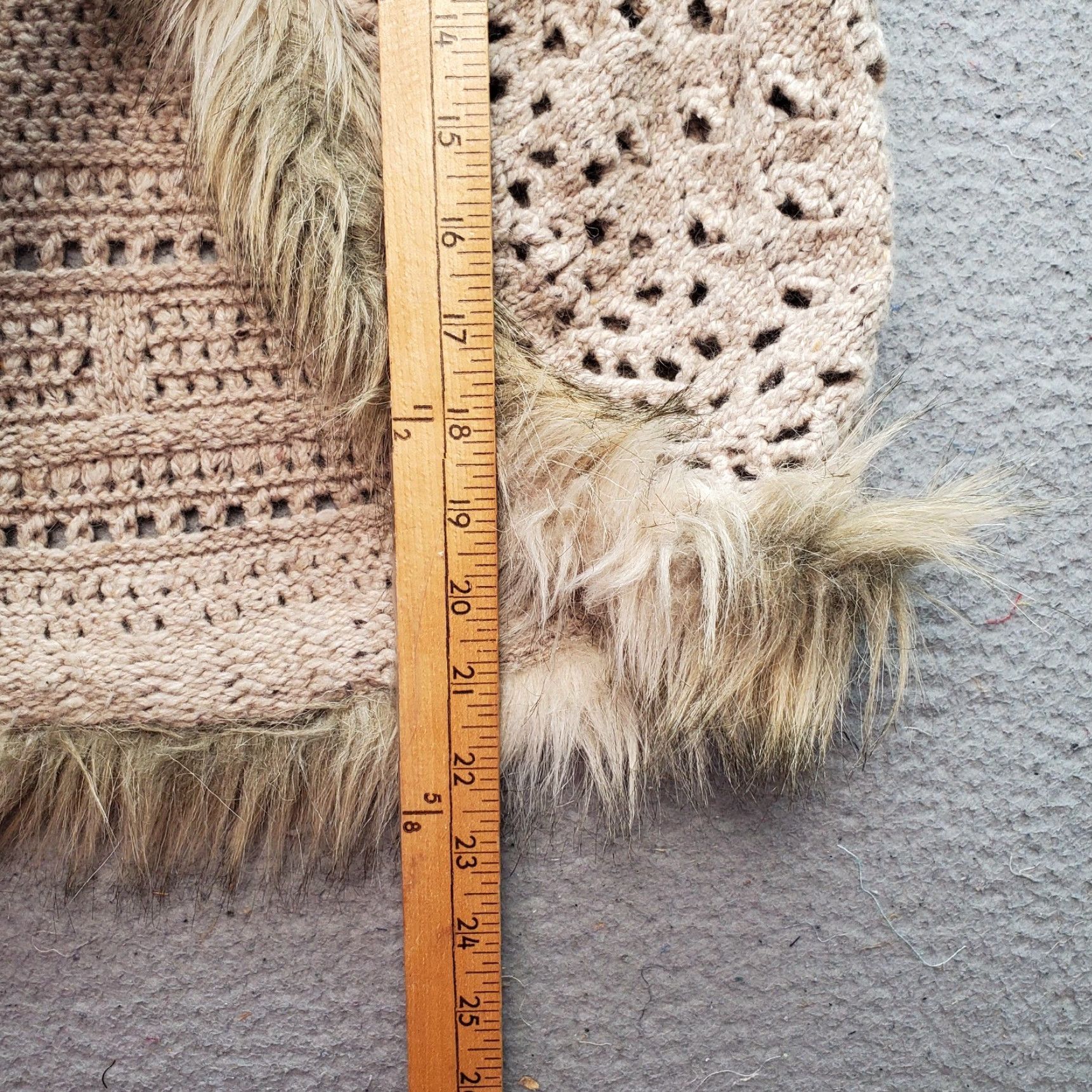 Vintage INC International Concepts Vest Womens PM Crochet Brown Faux Fur Trim Size M / US 6-8 / IT 42-44 - 5 Thumbnail