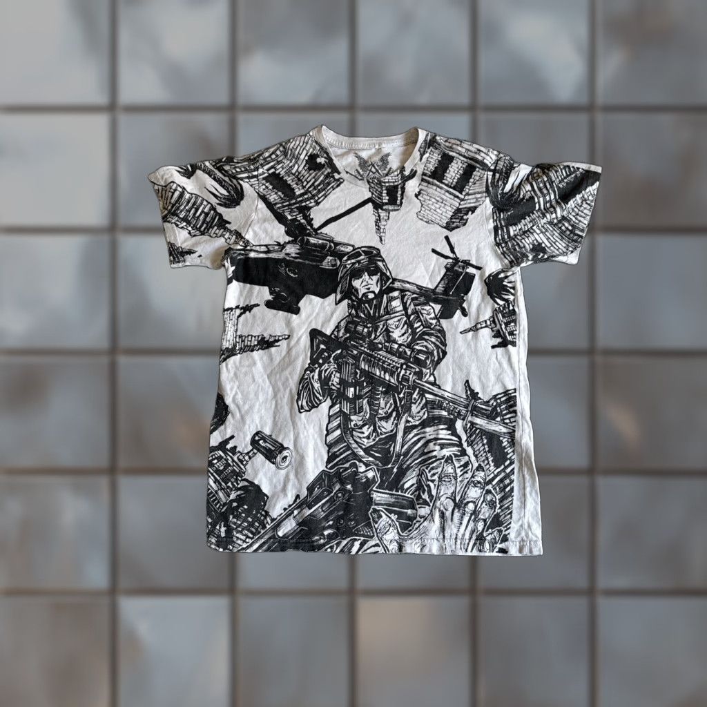 Vintage Apprime T-Shirt Men White Army Short Sleeve M Y2K AOP Graphic War Graphic Size US M / EU 48-50 / 2 - 1 Thumbnail