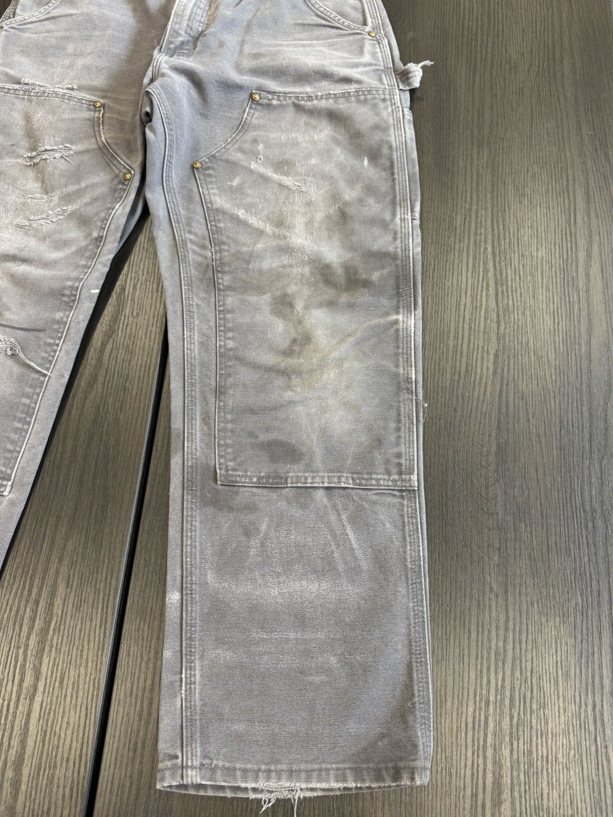 Carhartt Distressed Grey Carhartt Double Knee Work Pants Size US 34 / EU 50 - 4 Thumbnail