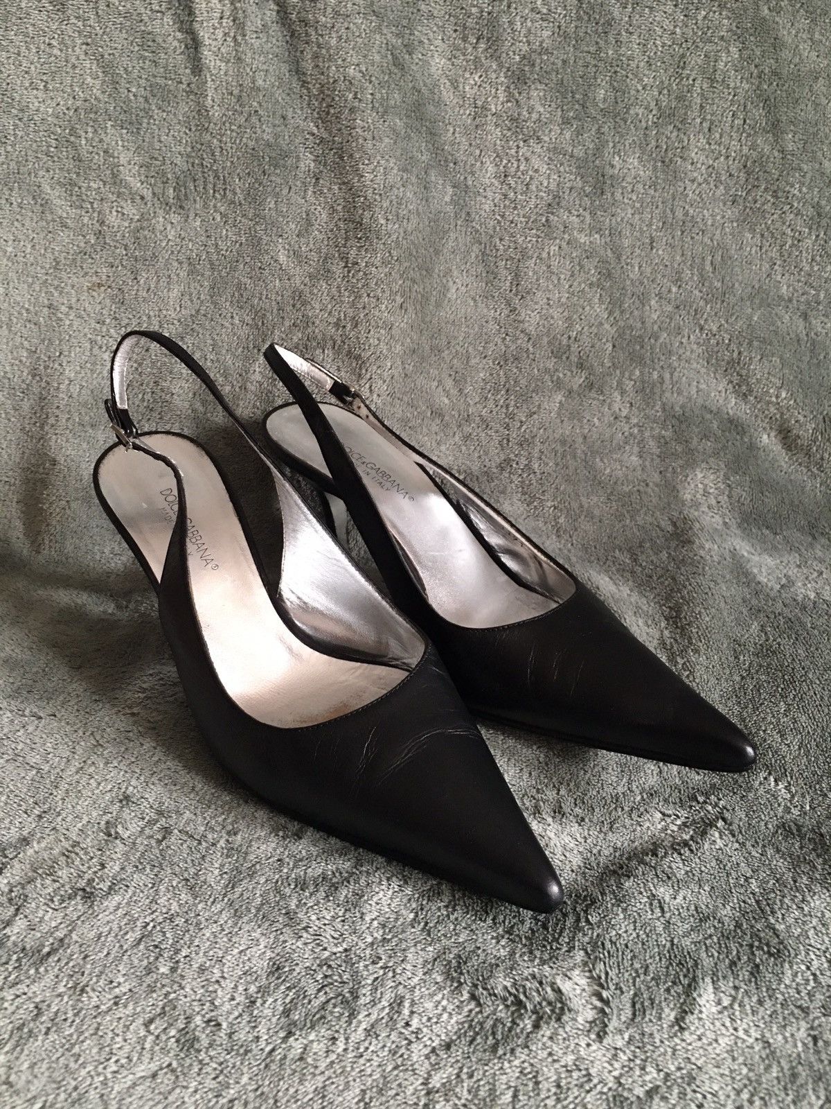 Dolce & Gabbana Dolce & Gabbana Black Leather Sling Heels Pumps EU 38 Size US 8 / IT 38 - 1 Thumbnail