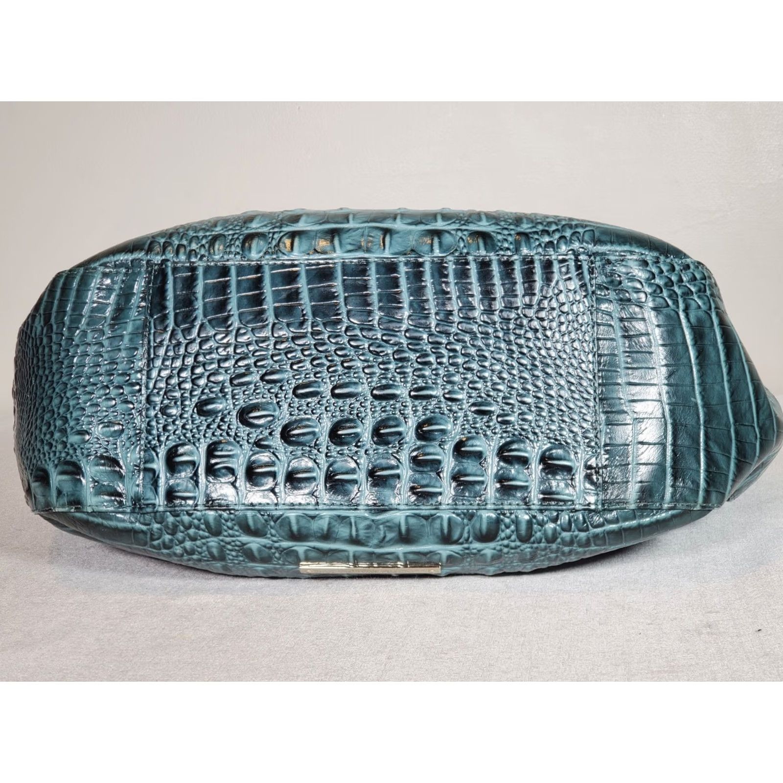 BRAHMIN Brahmin Thelma Melbourne Leather Tote Ivy Crocodile Embossed Shoulder Bag Womens Large 18W 15H 5D Gold Hardware Navy? Size ONE SIZE - 6 Thumbnail