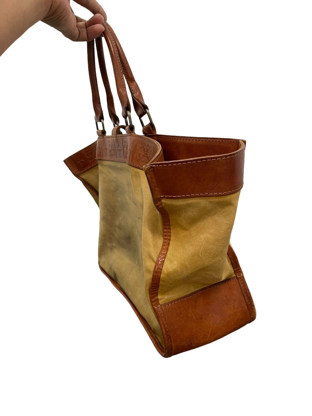 Japanese Brand Full Leather Patina Vtg Old by New Japan Tote Bag 1🟩 Size ONE SIZE - 3 Thumbnail