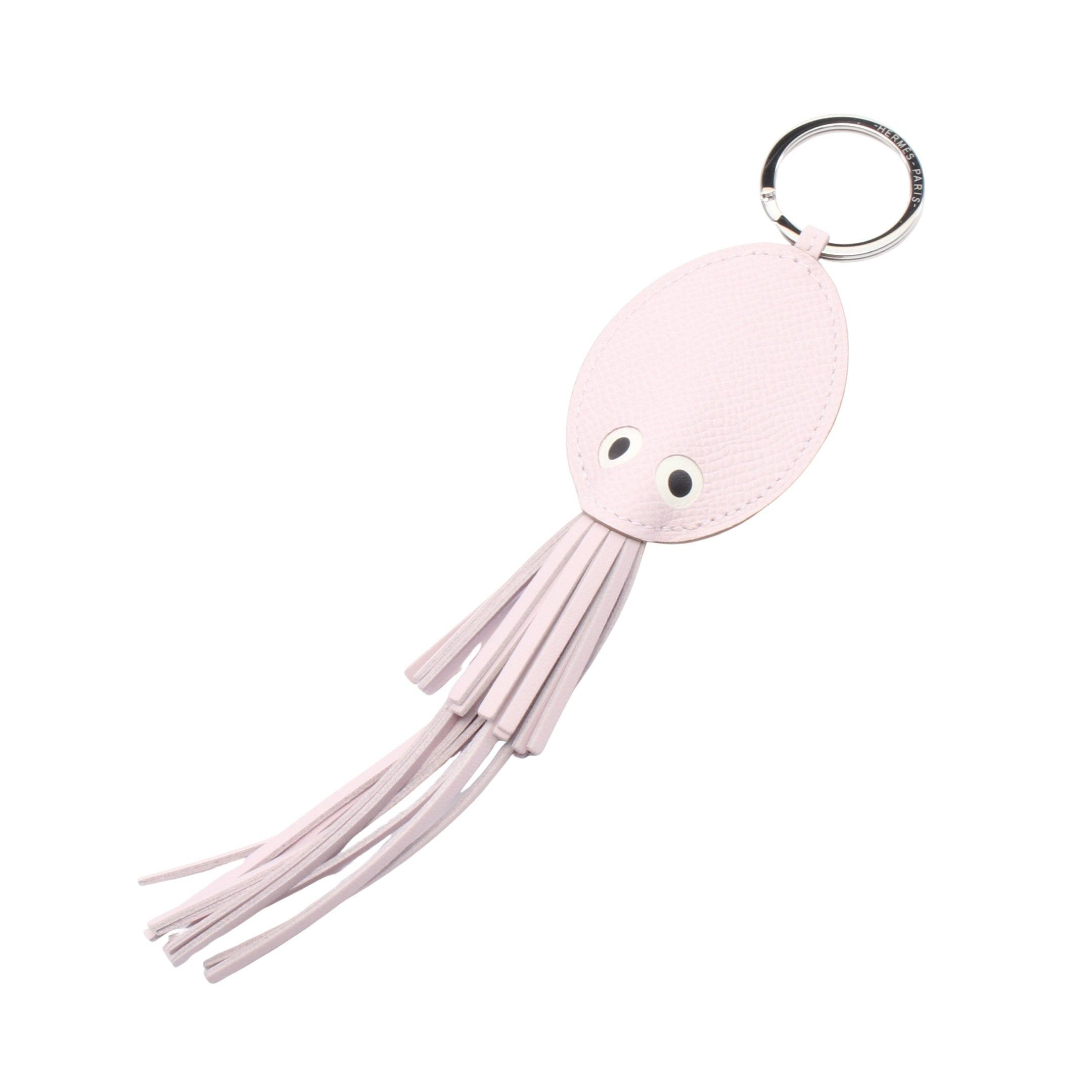 Hermes Hermes Pulpe Mauve Pail Bag Charm Key Ring Veau Epsom Aagneau Light Pink Silver Hardware Double Engraved Size ONE SIZE - 1 Thumbnail