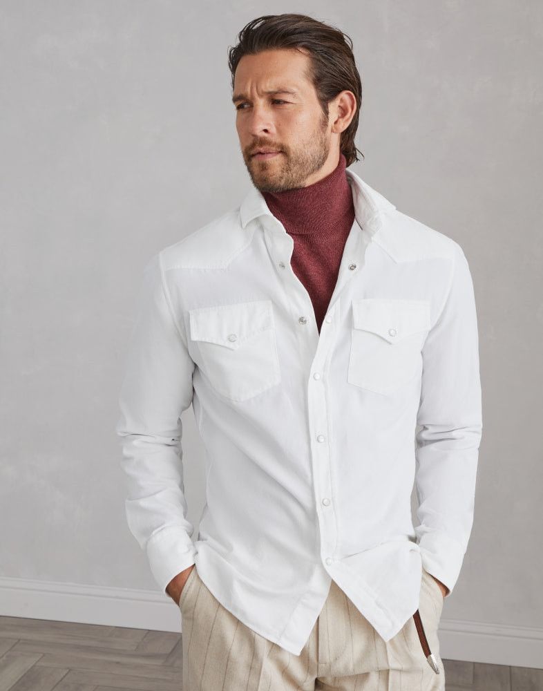 Brunello Cucinelli o1w1db10825 Shirt in White Size US XL / EU 56 / 4 - 1 Thumbnail