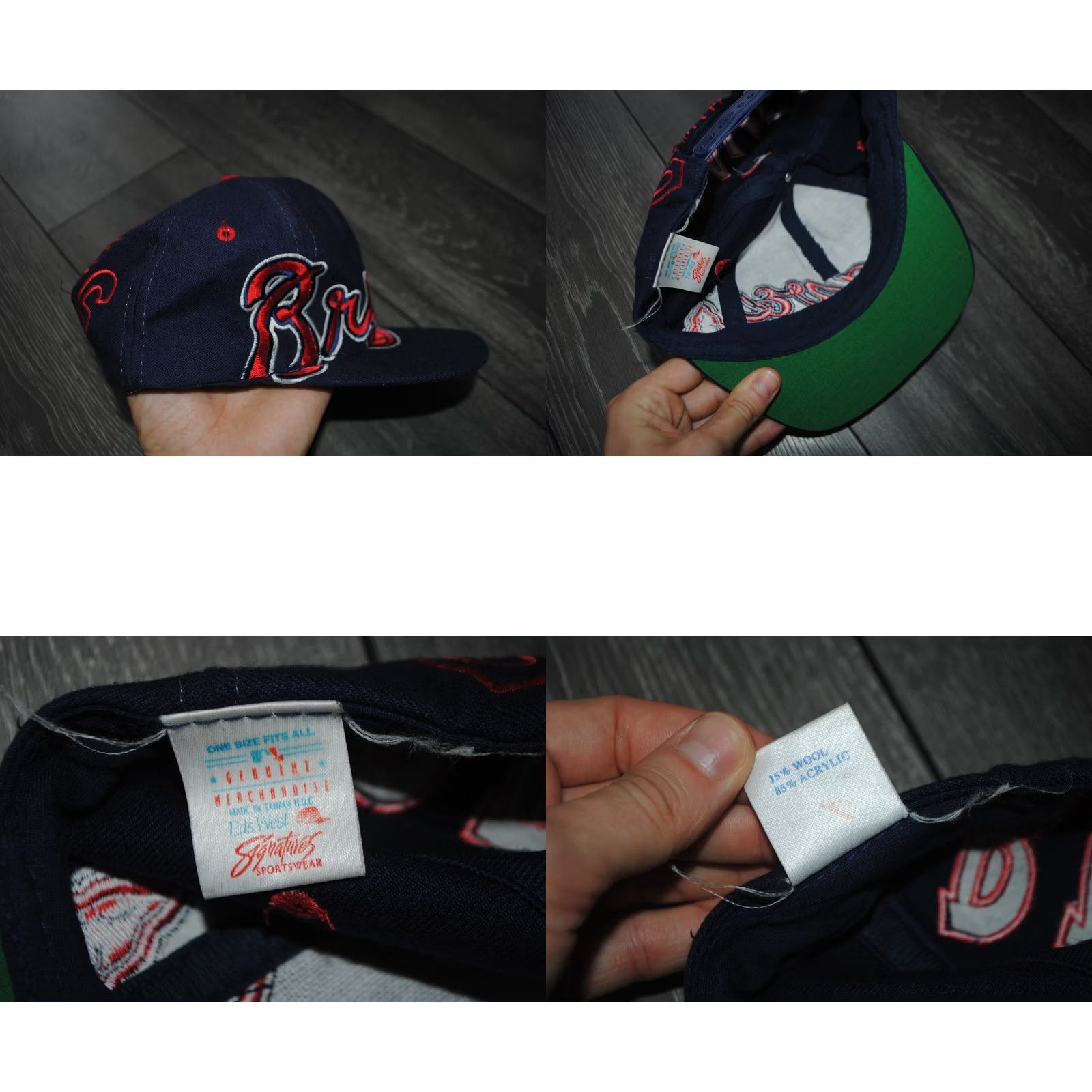 Vintage VINTAGE Atlanta Braves Hat Cap Snapback Big Logo Blockhead Ed West Signatures Men Blue One Size Logo 90s Sports Urban Baseball Cap Mens Size ONE SIZE - 8 Thumbnail
