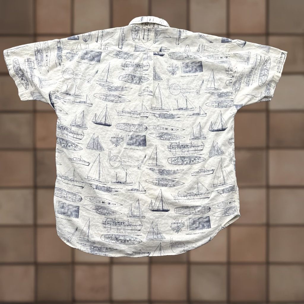 Tommy Hilfiger Tommy Hilfiger Shirt Men Medium Linen Blend Short Sleeve Nautical Print Casual Multicolor Logo Button-Up Regular Size US M / EU 48-50 / 2 - 1 Thumbnail