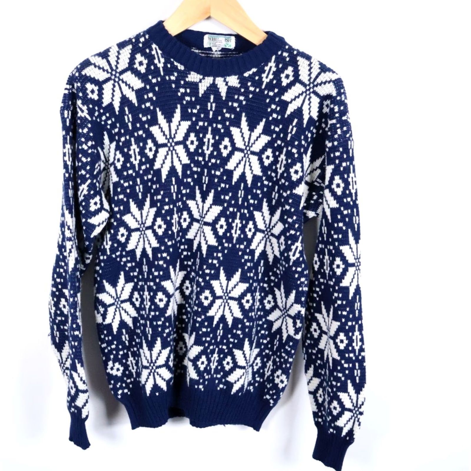 Vintage VINTAGE Whitefish Bay Sweater Shirt Mens XL Dark Blue Snowflake Knit Pullover 80s Geometric Winter 90s Ski Casual Size US L / EU 52-54 / 3 - 2 Thumbnail