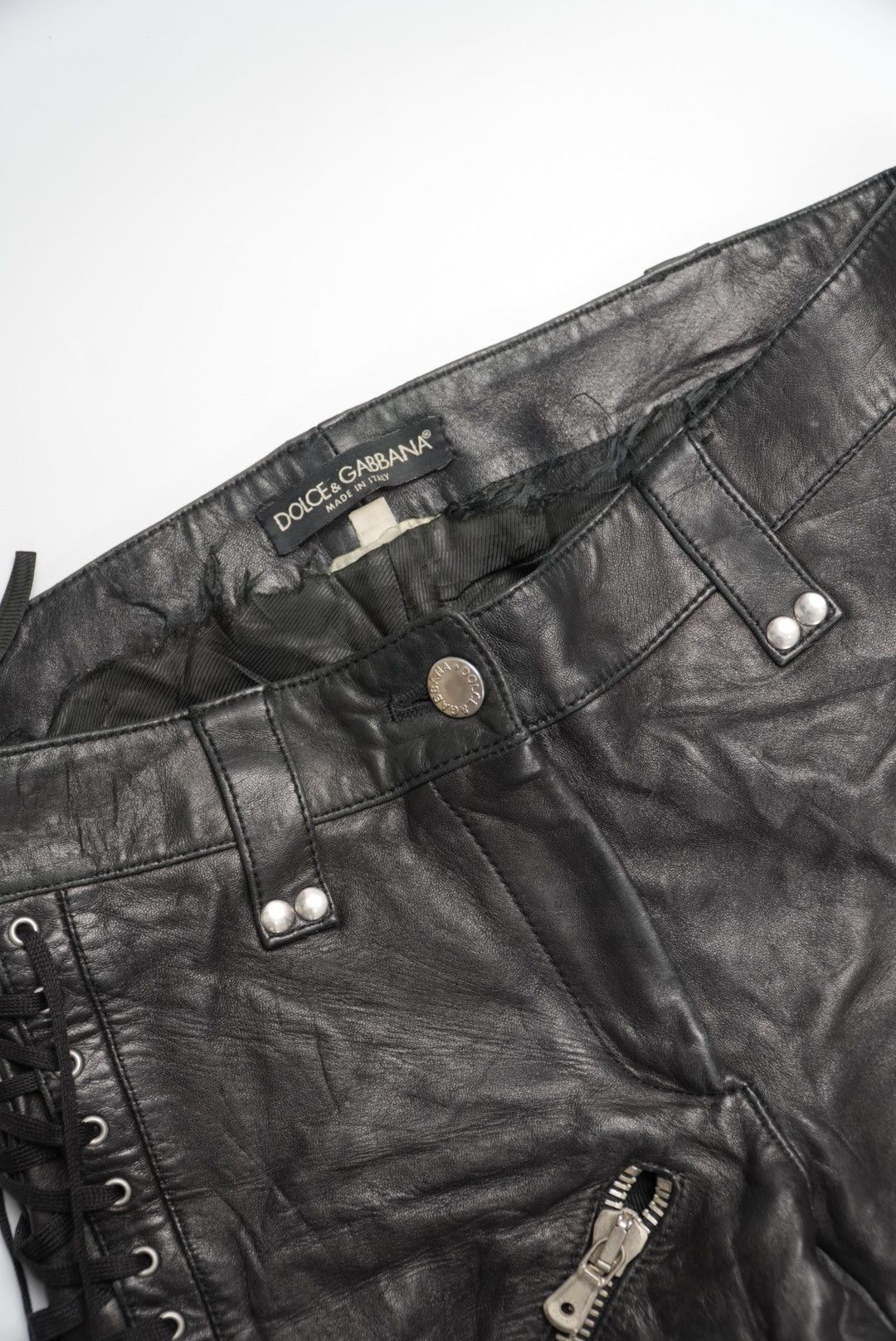 Dolce & Gabbana Dolce & Gabbana Archive Bondage Lace-Up Leather Pants Size 27" / US 4 / IT 40 - 9 Thumbnail