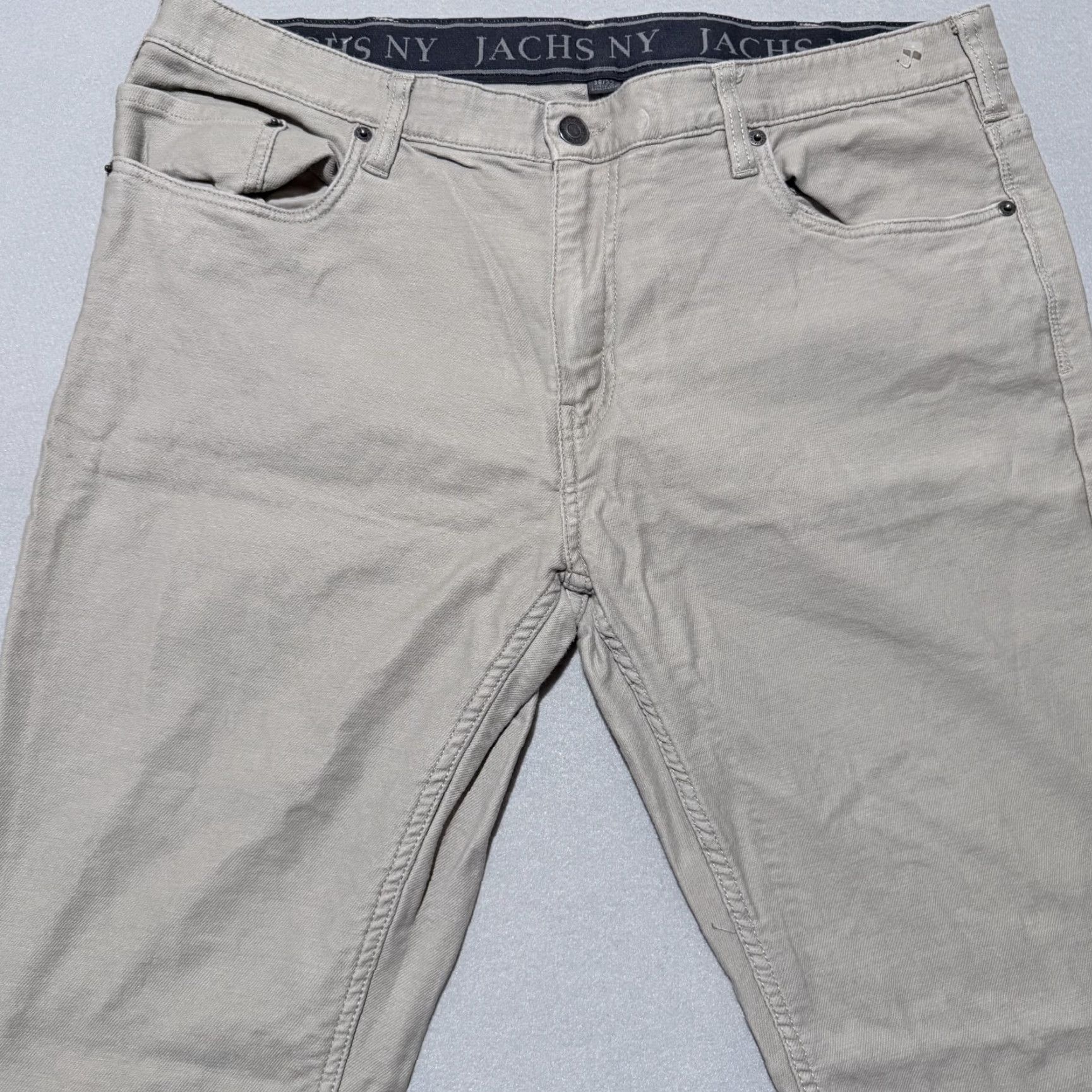 Vintage VINTAGE JACHS New York Mid-Weight 5-Pocket Stretch Pants Men Beige Straight 38X32 Size US 38 / EU 54 - 2 Thumbnail
