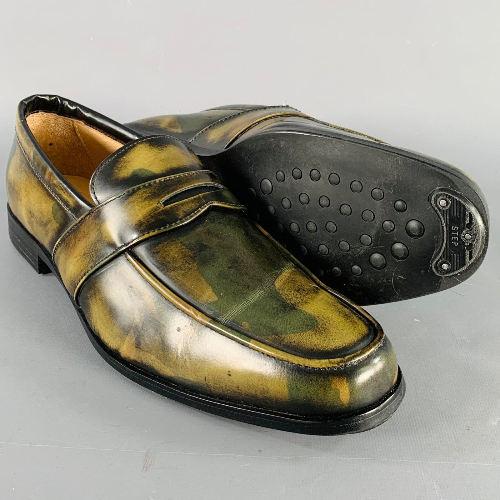 Other BAJOLUGO Size 10.5 Green Brown Camo Penny Loafers Size US 10.5 / EU 43-44 - 5 Thumbnail