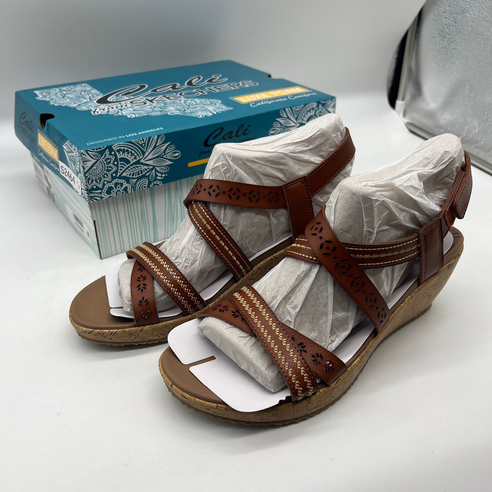 SKECHERS Skechers Beverlee Vegan Wedge Strappy Sandals Brown Size 10 Size US 10 / IT 40 - 3 Thumbnail