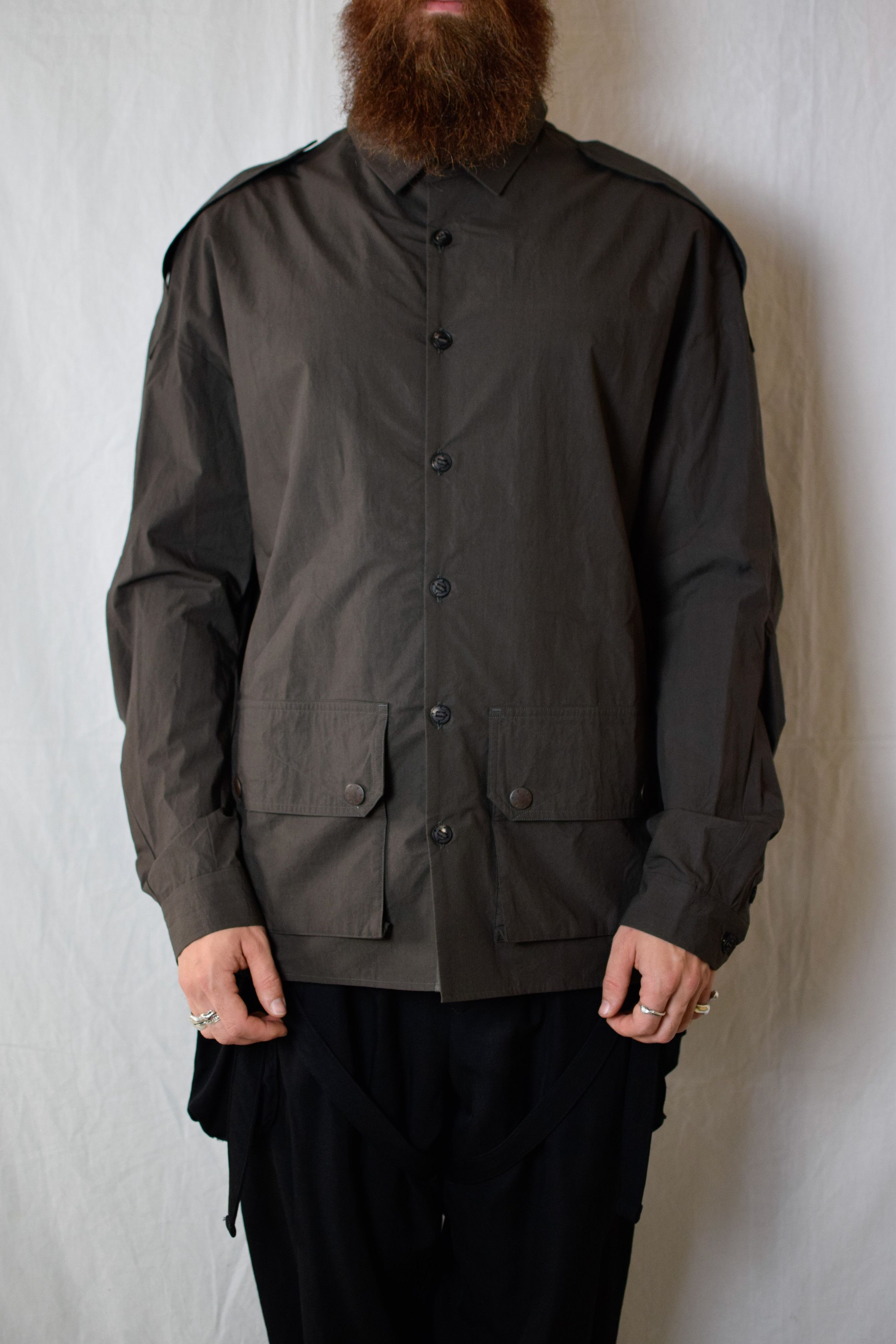 Devoa Devoa SS25 Military Beige Gray Shirt - SHC-DSLEH Size US L / EU 52-54 / 3 - 1 Thumbnail
