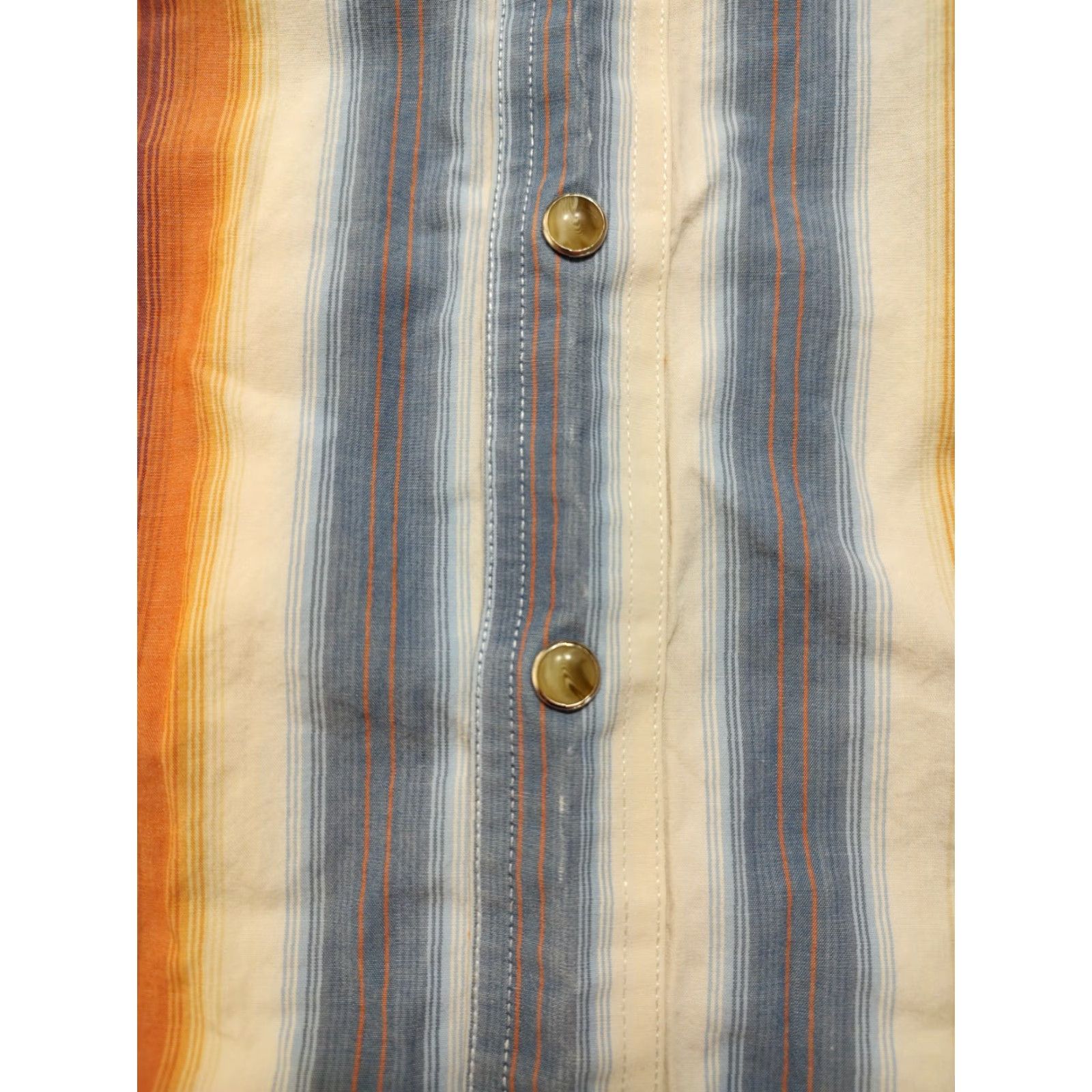 Wrangler Wrangler Mens XL Orange White Blue Sawtooth Striped Pearl Snap Western Cowboy Size US XL / EU 56 / 4 - 6 Thumbnail