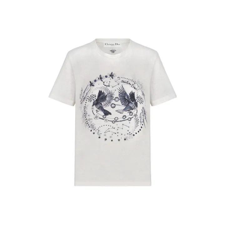 Dior Dior Zodiac Bird Print Short Sleeve Tee 0079 Size L / US 10 / IT 46 - 1 Thumbnail