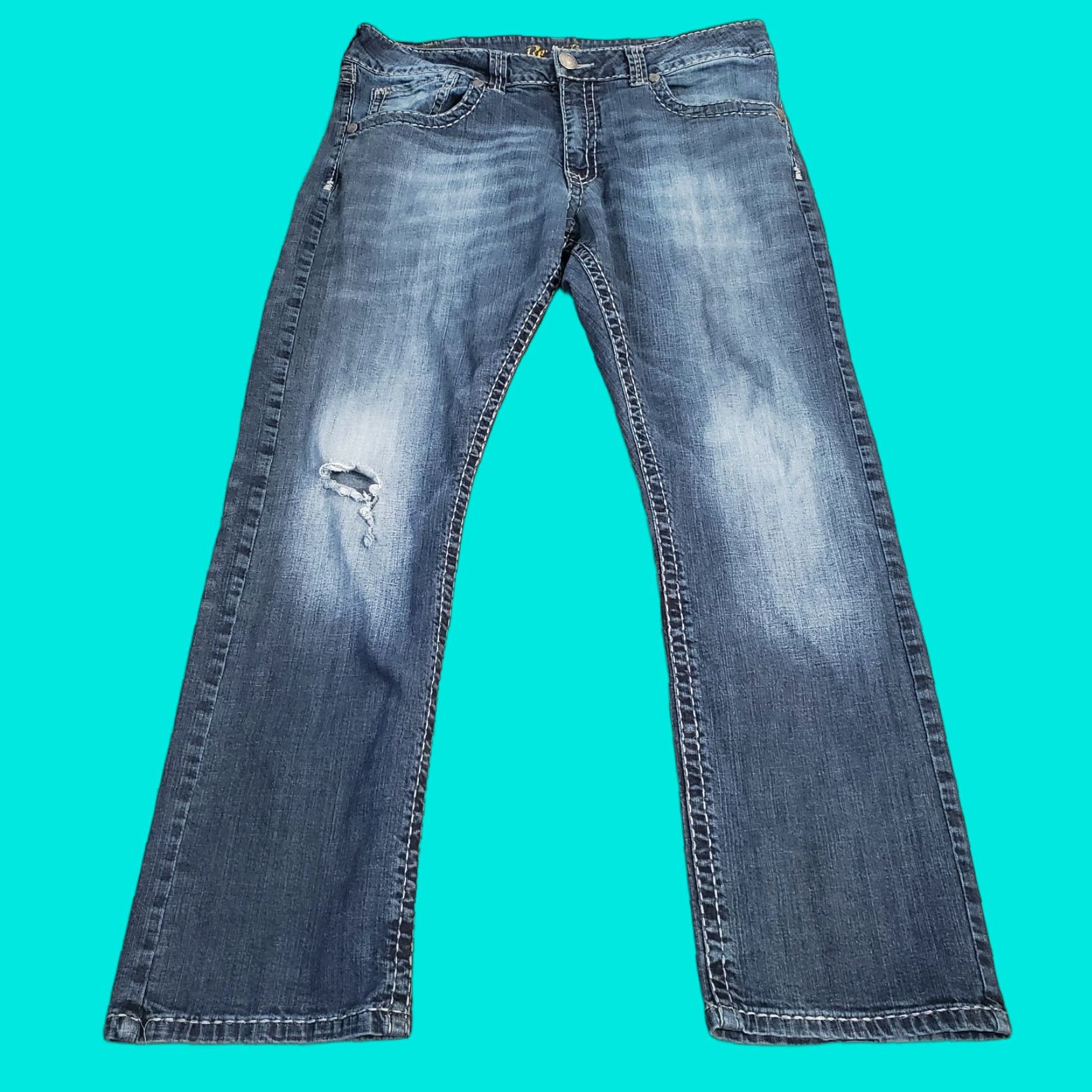 Wrangler Wrangler Jeans Mens 36x30 Blue Slim Straight Leg Medium Wash Rodeo 47 Rock Retro Logo Cowboy Southwest Pockets Mens Size US 36 / EU 52 - 1 Thumbnail
