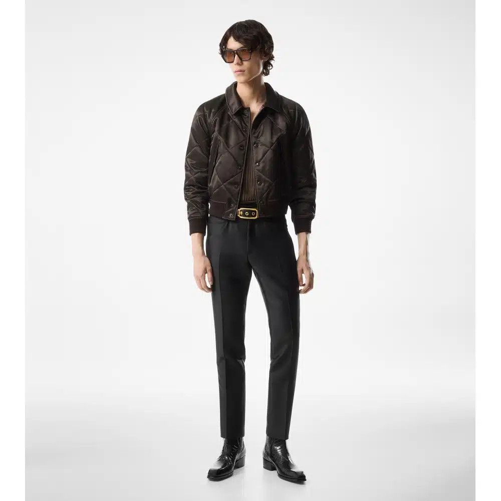 Tom Ford o1loc1c0525 OBQ003 Quilted Satin Raglan Blouson Jacket Size US L / EU 52-54 / 3 - 3 Thumbnail