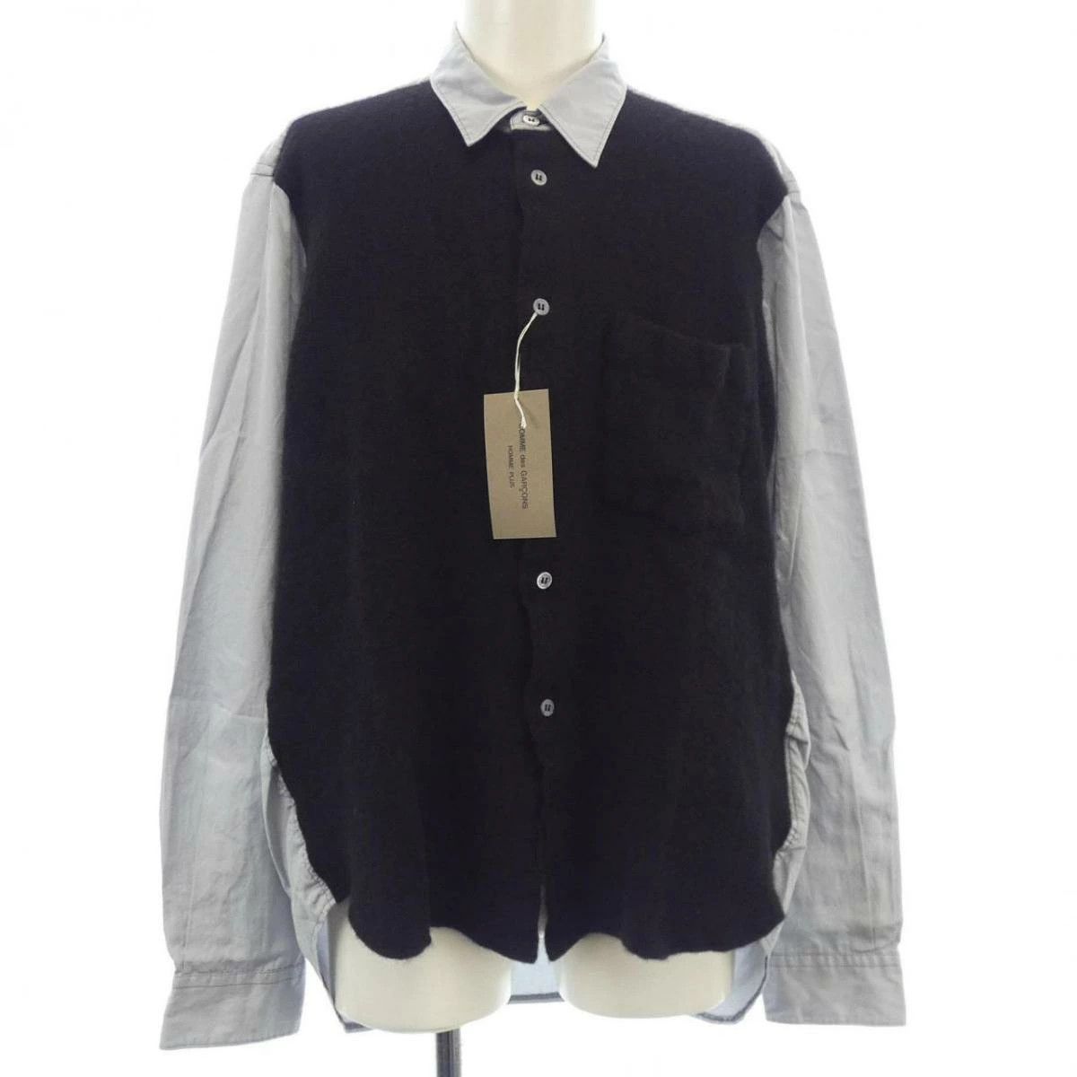 Comme des Garcons Homme Plus Shirt Cotton Wool Long Sleeve Button Up Plain Gray Size US M / EU 48-50 / 2 - 1 Thumbnail