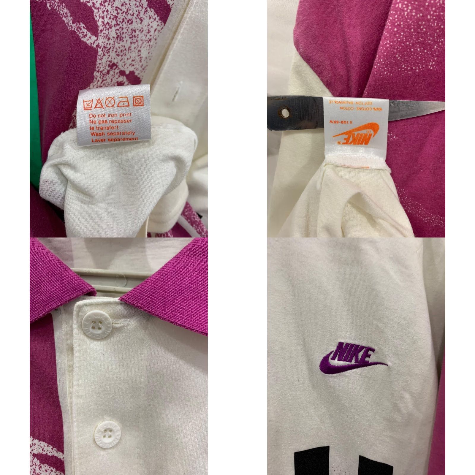 Nike VINTAGE Nike Challenge Court Polo Shirt XL Mens 90s Agassi White Purple Teal Abstract #83 Size US XL / EU 56 / 4 - 8 Thumbnail