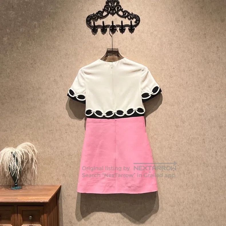 Valentino Valentino Pink chain silk wool dress Size M / US 6-8 / IT 42-44 - 2 Thumbnail