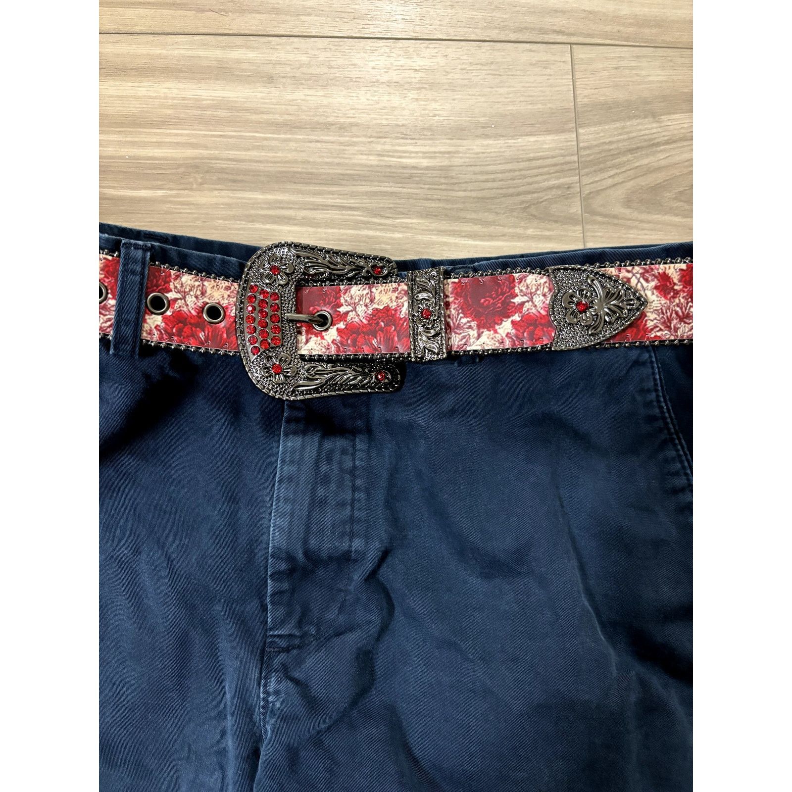 Japanese Brand × Vintage E5 - Ruby Floral Rhinestone Belt Size 30 - 5 Thumbnail