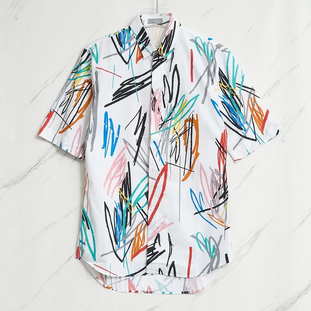 Dior Dior Men's Graffiti Print Shirt Size US M / EU 48-50 / 2 - 1 Thumbnail