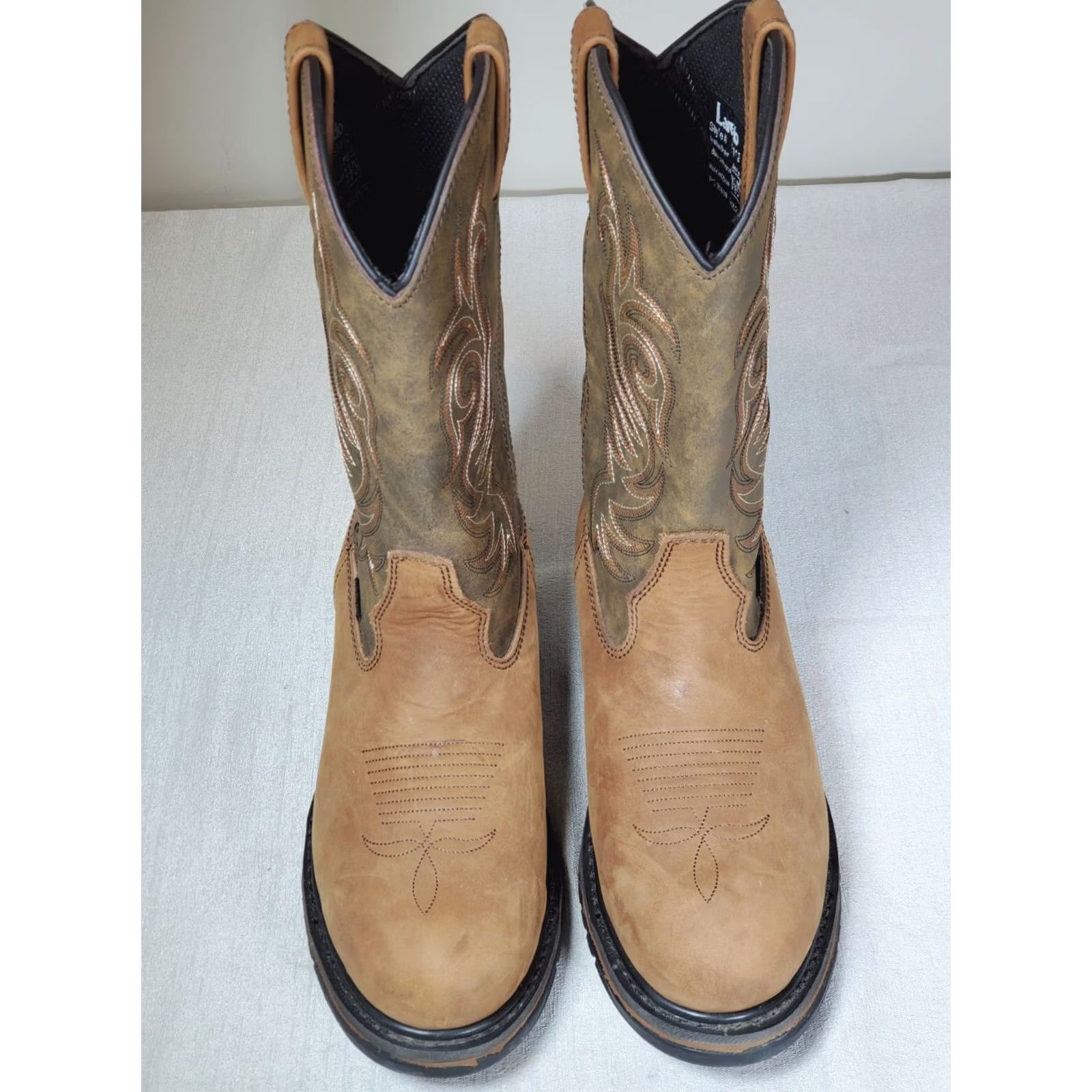 Vintage Laredo Hammer Waterproof Work Boots Cowboy Round Men's Tan US 9.5 D Size US 13 / EU 46 - 6 Thumbnail