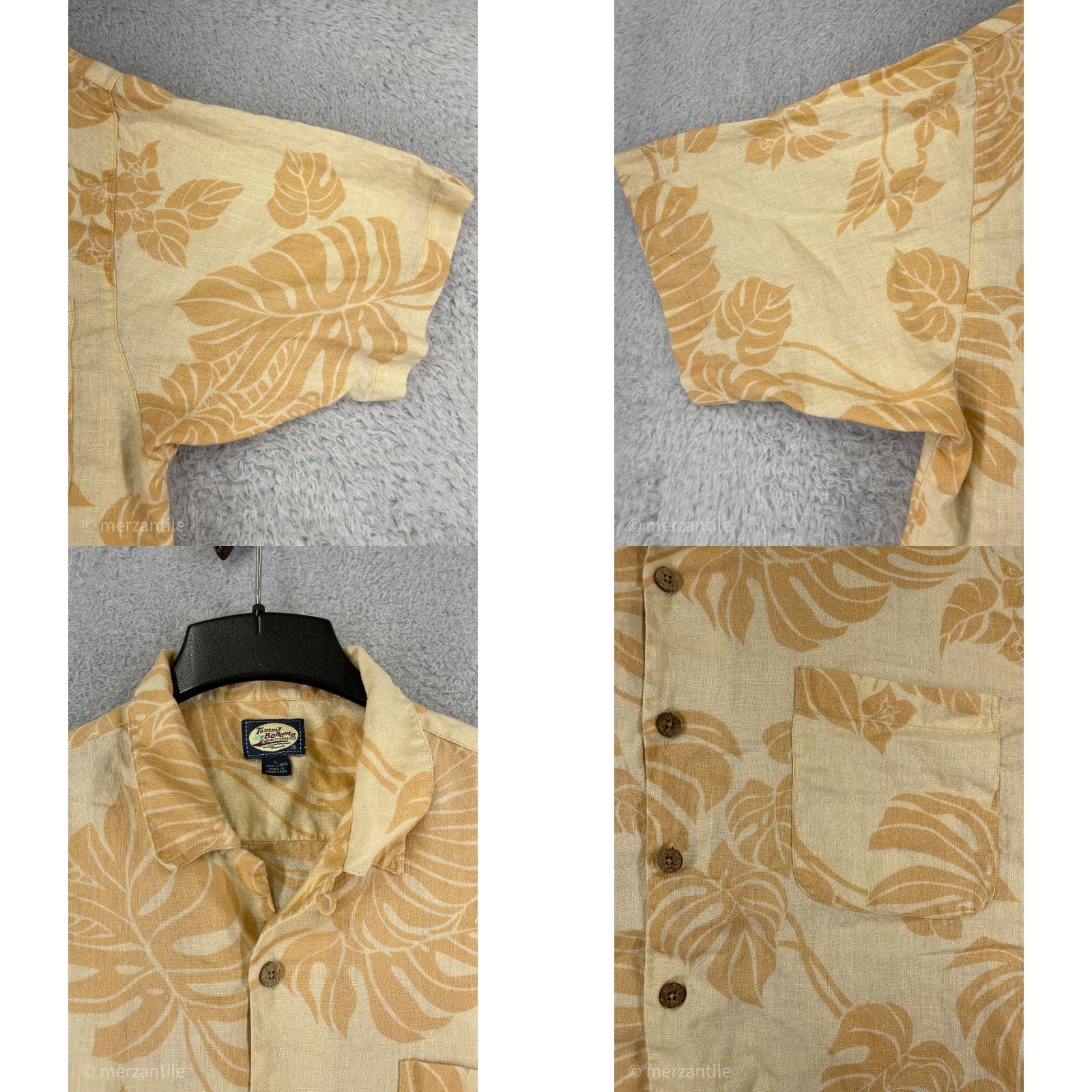 Tommy Bahama Tommy Bahama Shirt Men Large Orange Linen Floral Button-Up Beach Resort Vacation Size US L / EU 52-54 / 3 - 8 Thumbnail