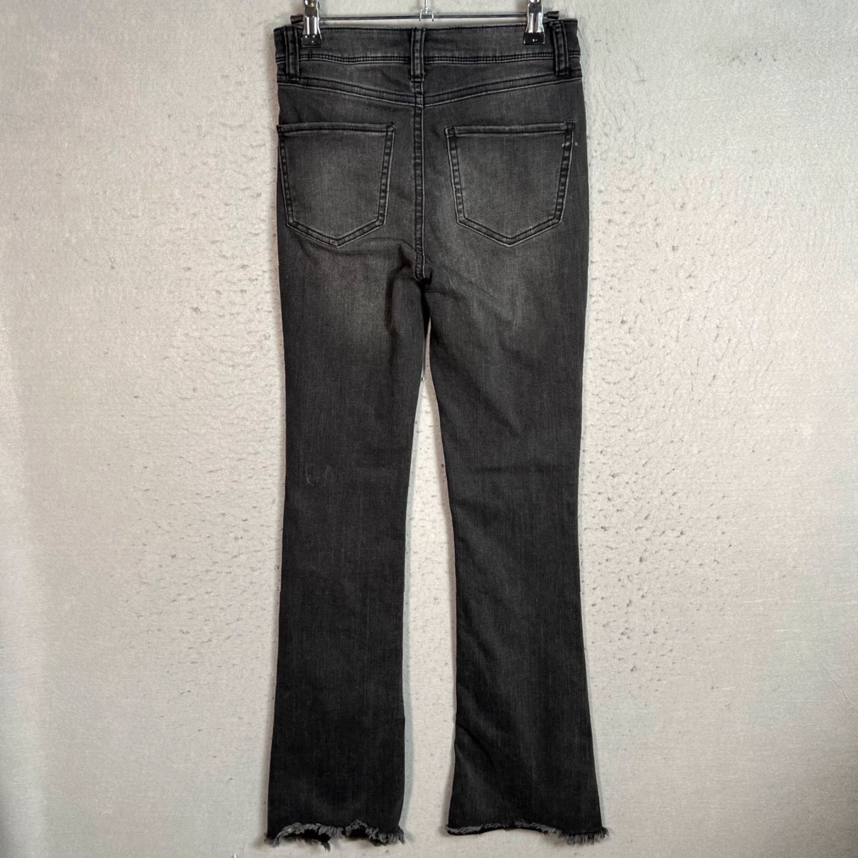 Vintage Sincerely Jules Jeans Womens 25 Black Flared High-Waisted Frayed Hem 5-Pocket Denim 30in Inseam Size 42" / US 20 - 2 Thumbnail