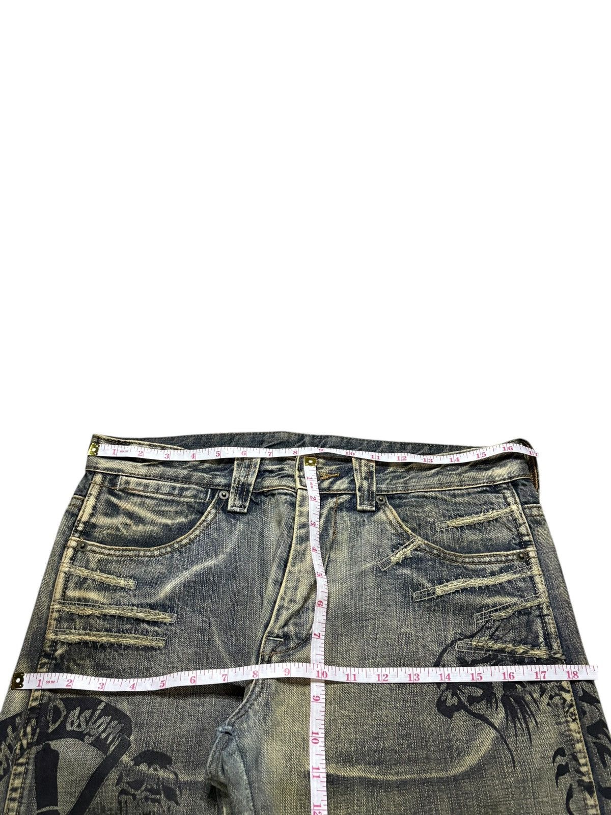 If Six Was Nine × Japanese Brand × semanticdesign Vintage Semantic Design Mud Wash Dragon Distress Flare Jeans Size US 33 - 16 Thumbnail