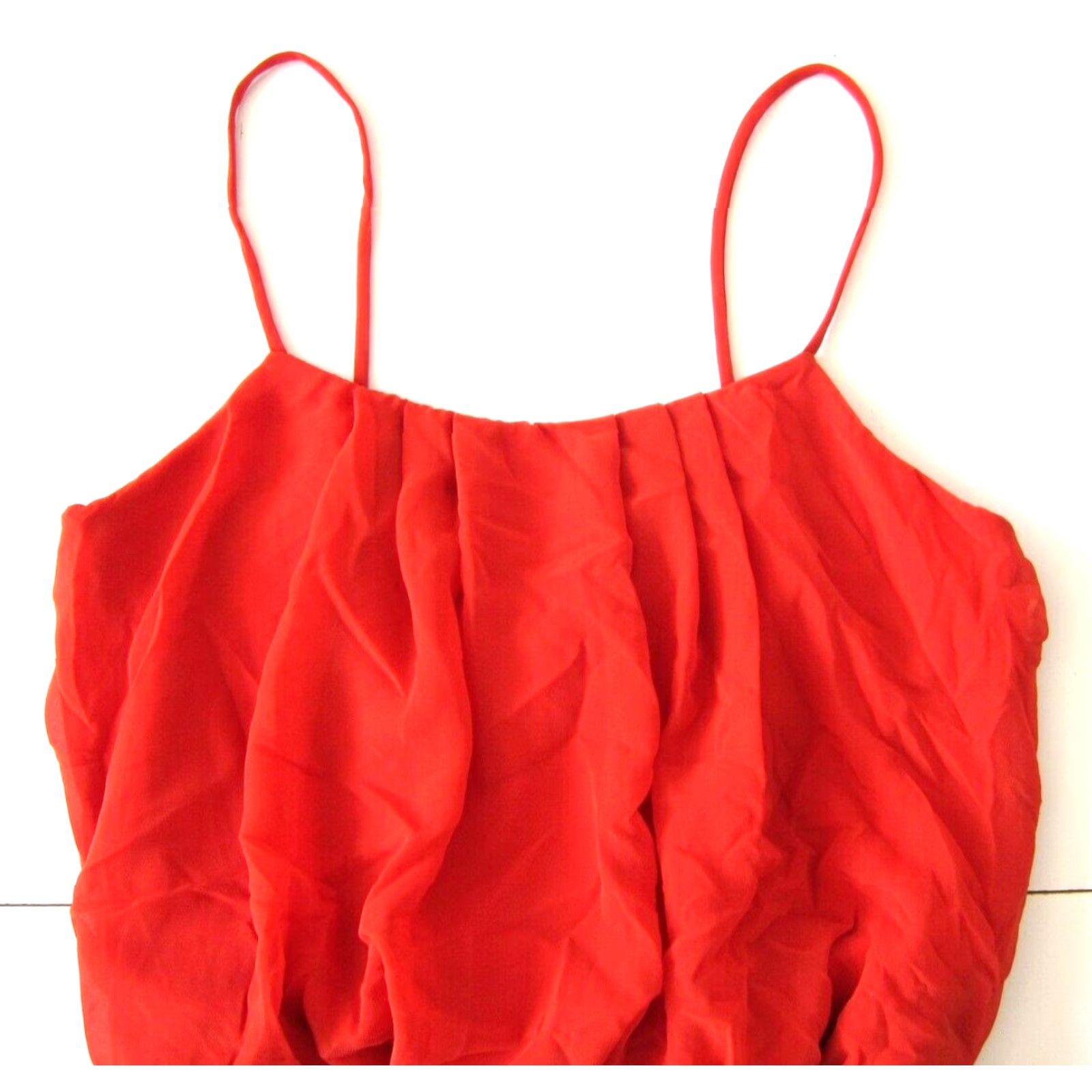Vintage NWT En Focus Orange Satin Black Pleated Spaghetti Strap Maxi Tank Sun Dress 6 Size M / US 6-8 / IT 42-44 - 3 Thumbnail