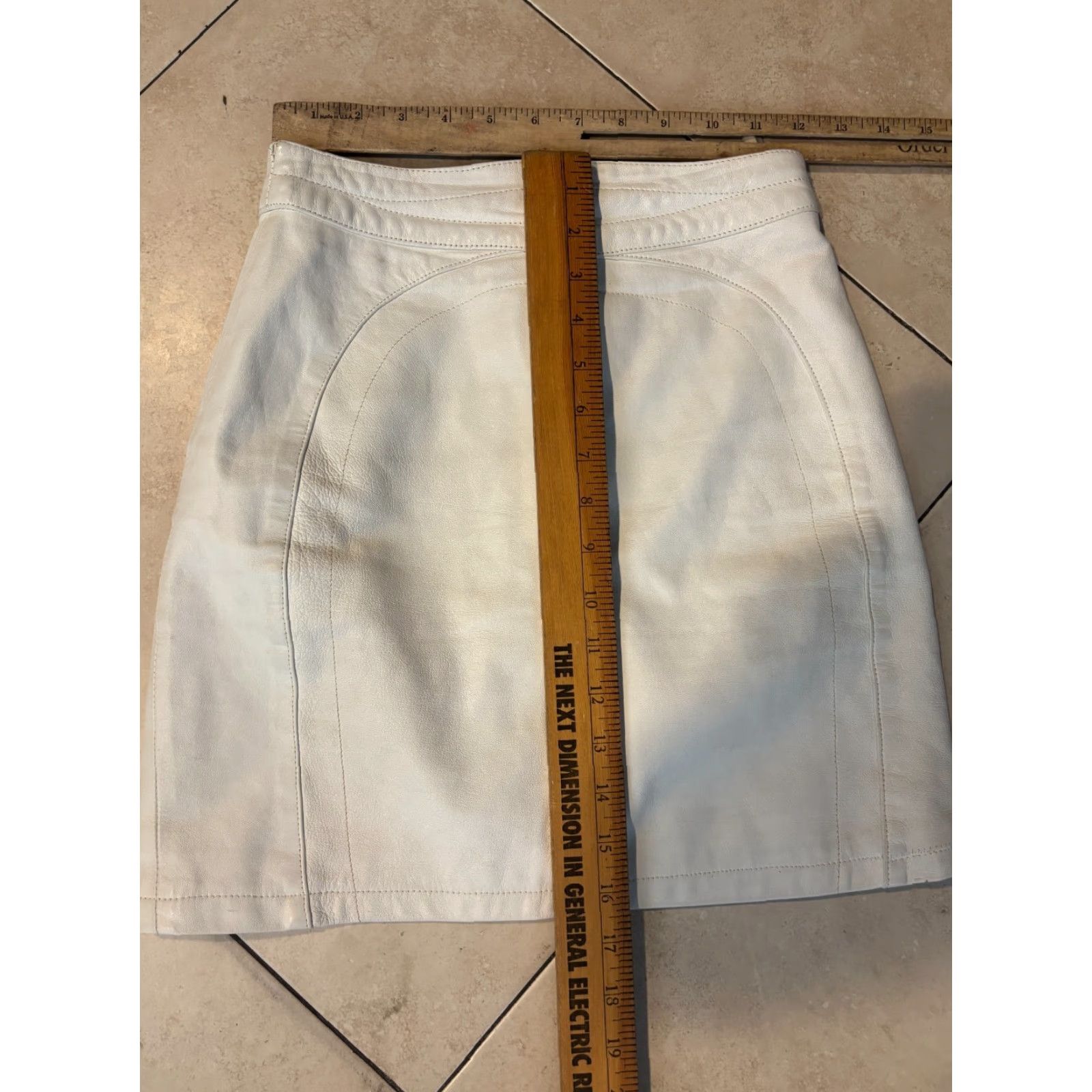 Vintage VINTAGE Jitrois Skirt White Leather Short Pencil 36 France Women Size 25" / US 0 / IT 36 - 7 Thumbnail