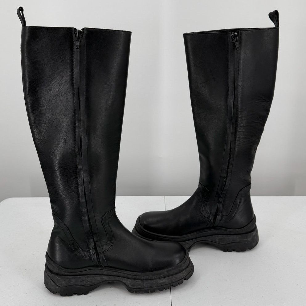Staud Staud Bow Leather Black Tall Platform Boots Size 36.5 Size US 6.5 / IT 36.5 - 6 Thumbnail
