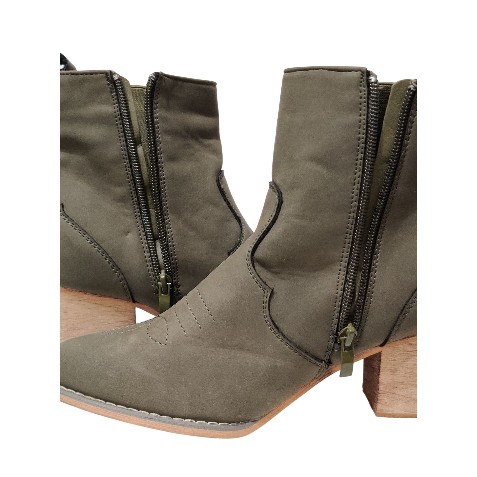 Other Tinstree 7 Womens Boots Olive Green Embroidered Cowboy Short Size US 7 / IT 37 - 5 Thumbnail