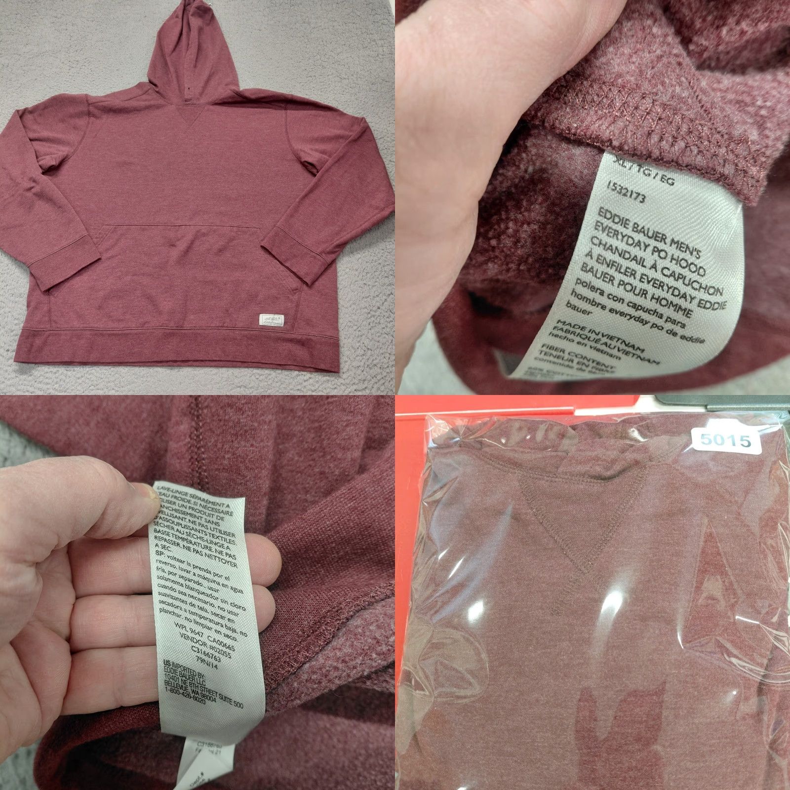 Eddie Bauer Eddie Bauer Hoodie Mens XL Burgundy Sweatshirt Pullover Long Sleeve Knit Pocket Logo Read.. Size US XL / EU 56 / 4 - 10 Thumbnail