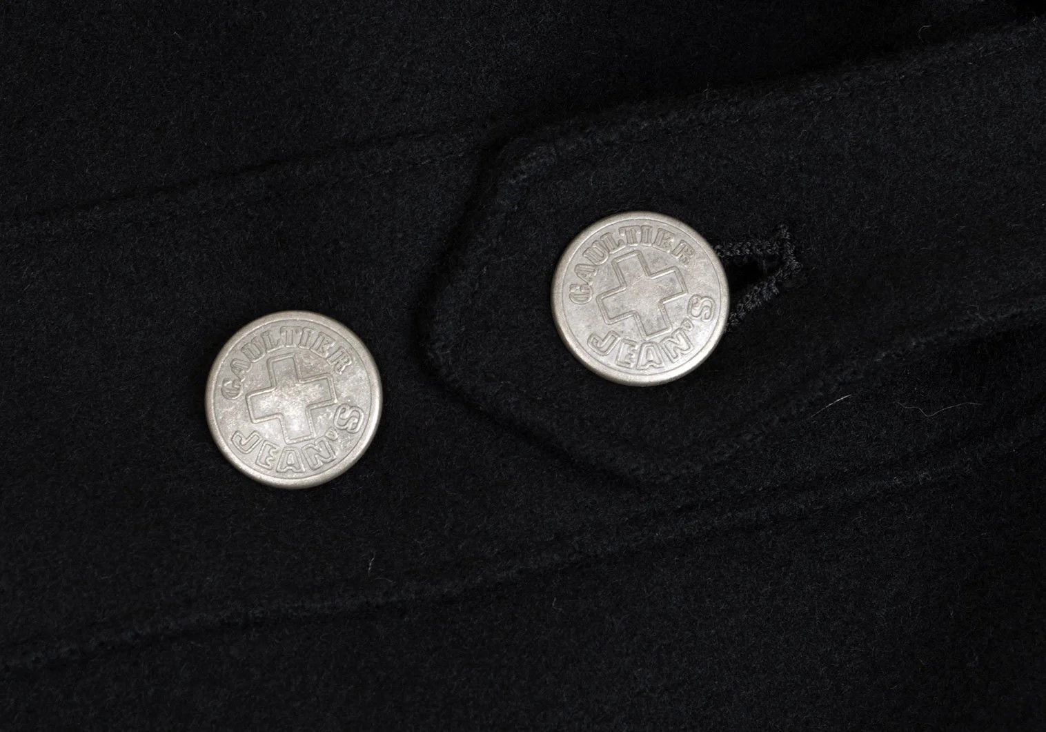 Jean Paul Gaultier Melton Wool Metal Logo Button Long Coat in Black 48 Size US M / EU 48-50 / 2 - 16 Thumbnail