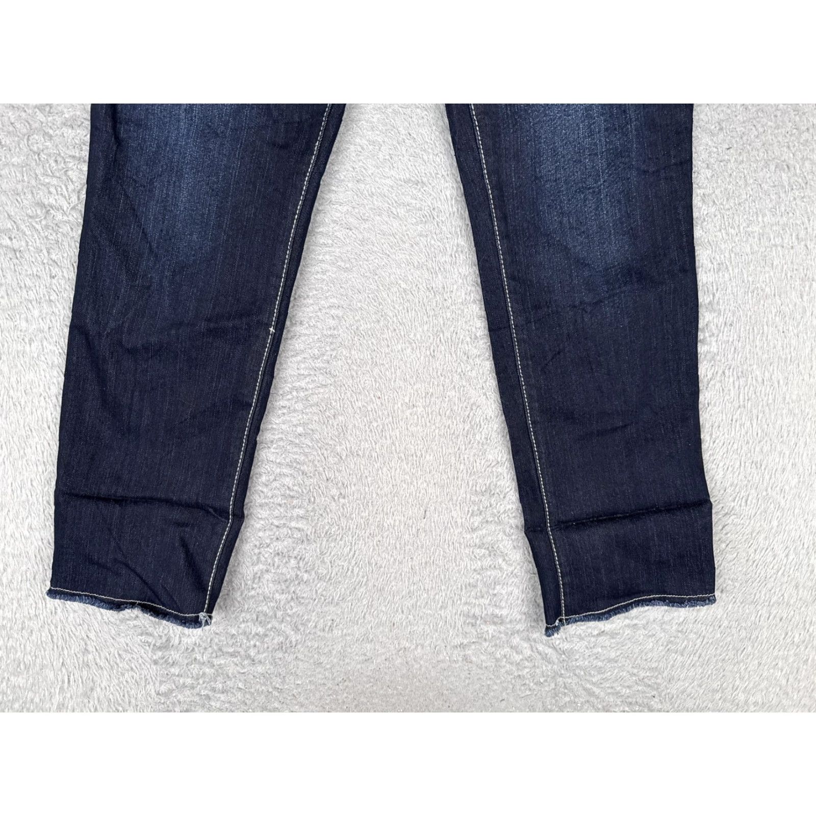 Denime 2.1 Denim Skinny Jeans Womens 29 Blue Dark Wash Distressed Mid Rise 29x27 Slim Size 29" - 2 Thumbnail