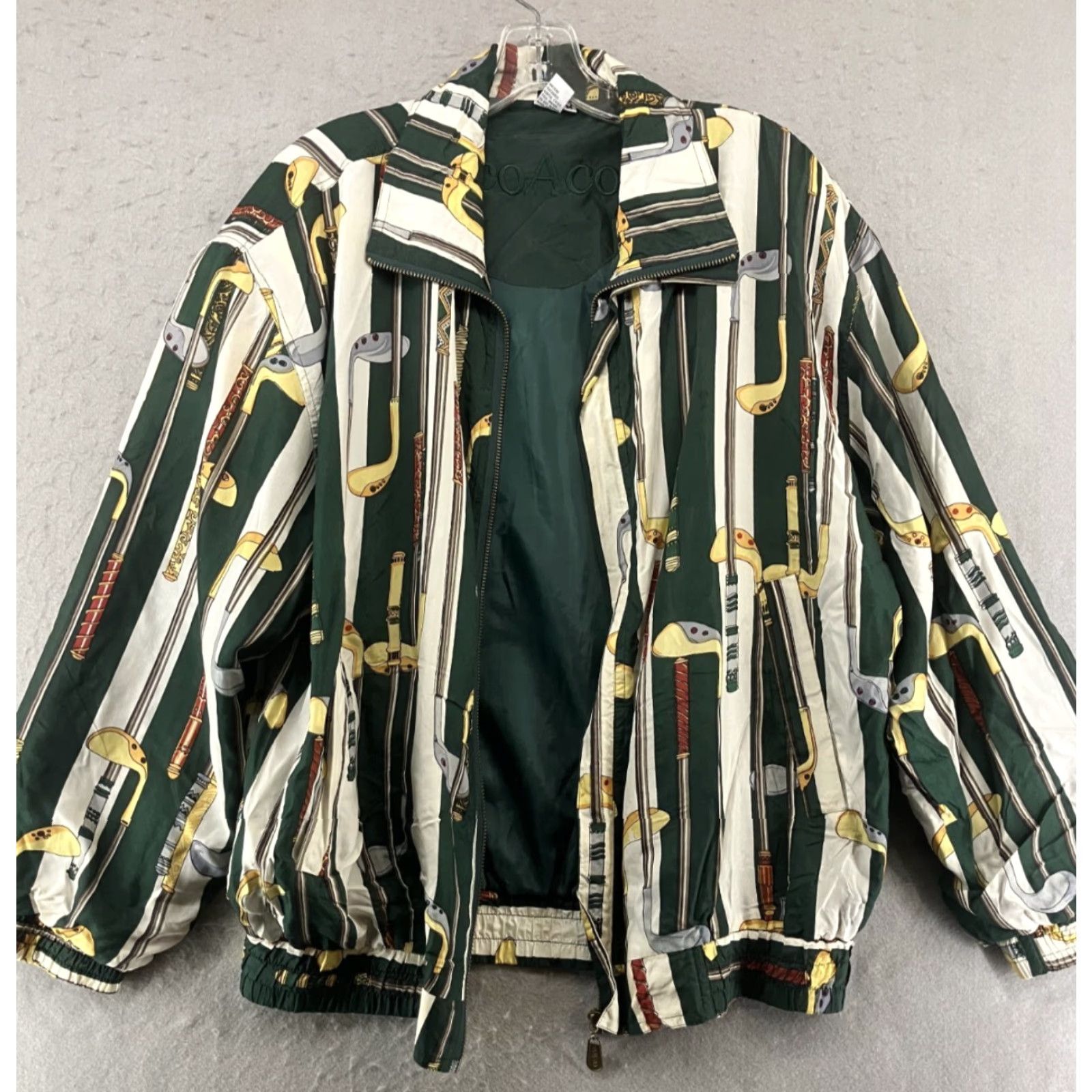 Vintage VINTAGE coAco Windbreaker Jacket Womens M Striped Silk Full Zip Golf 80s 90s Women North American? Size M / US 6-8 / IT 42-44 - 2 Thumbnail