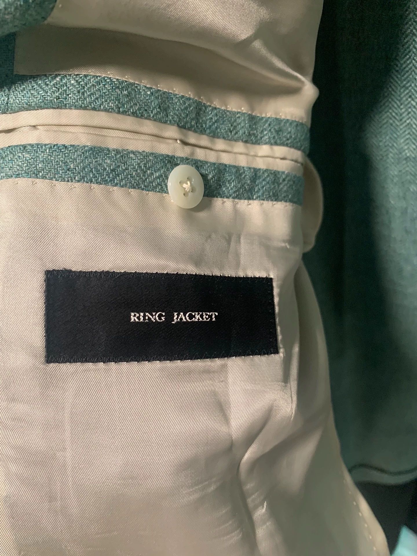 Ring Jacket Ring light green silk blazer 48 Size 48R - 5 Thumbnail