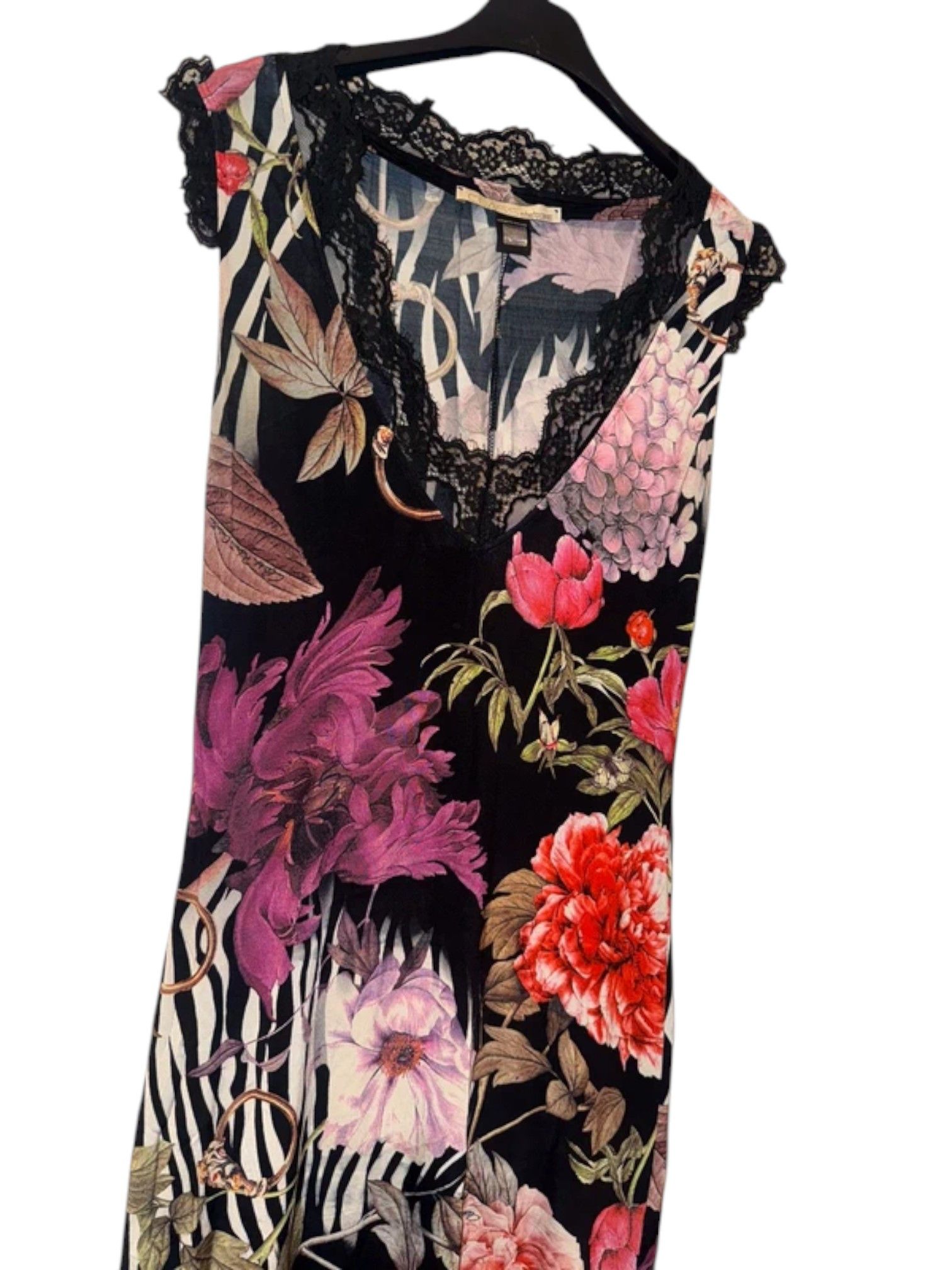 Roberto Cavalli Class Roberto Cavalli Lace-Trim Floral Slip Dress c.2010s Size M / US 6-8 / IT 42-44 - 3 Thumbnail