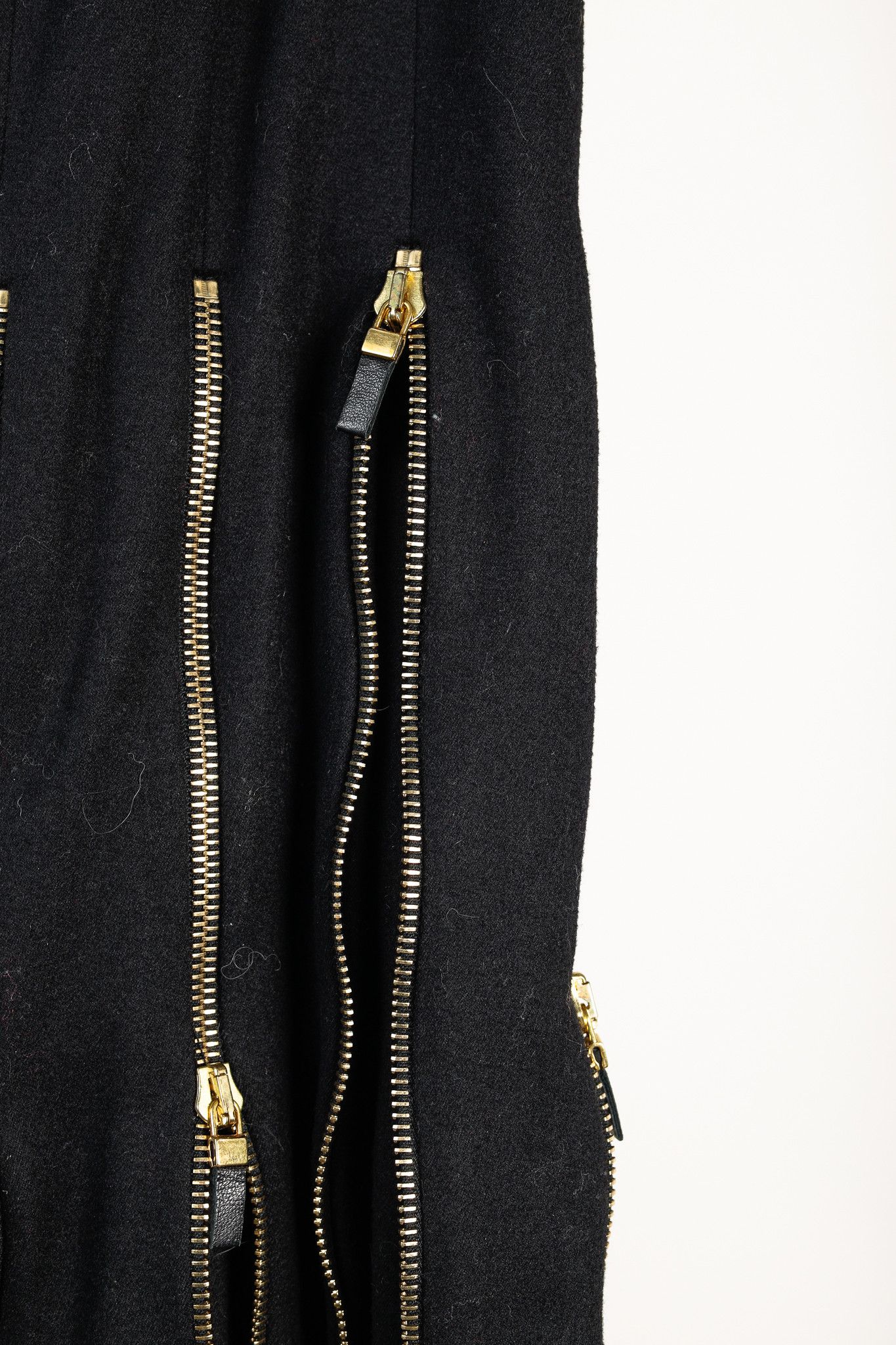 McQ Alexander McQueen Alexander McQueen Black Wool Leather-Trim Zippered-Hem Skirt Size 27" / US 4 / IT 40 - 8 Thumbnail