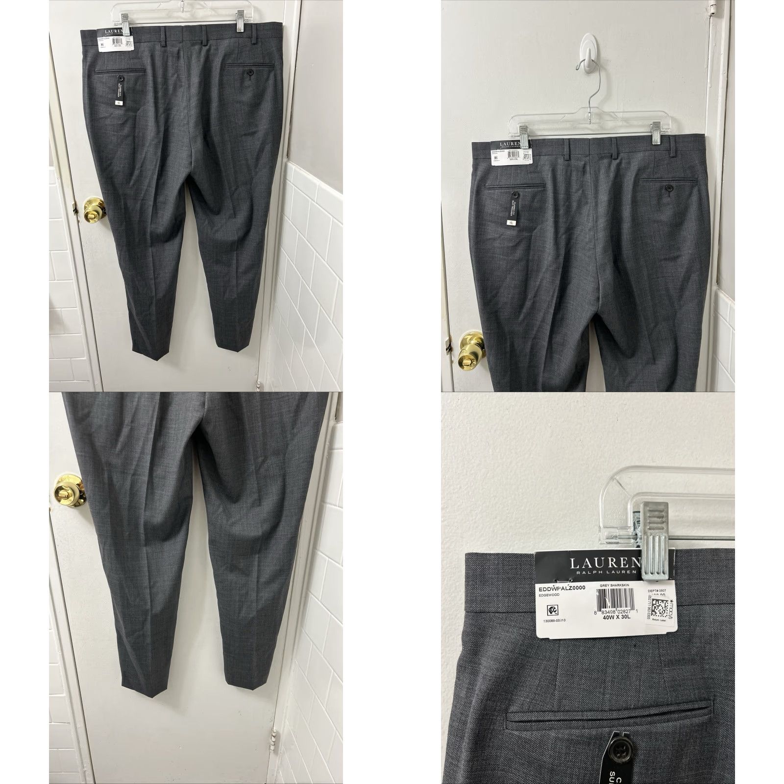 Ralph Lauren Lauren Ralph Lauren Dress Pants Mens 40x30 Gray Wool Blend Classic Fit NWT Flat Front Wrinkle Resistant Pockets 70% Wool YKK Dry Clean Only Size US 40 / EU 56 - 8 Thumbnail
