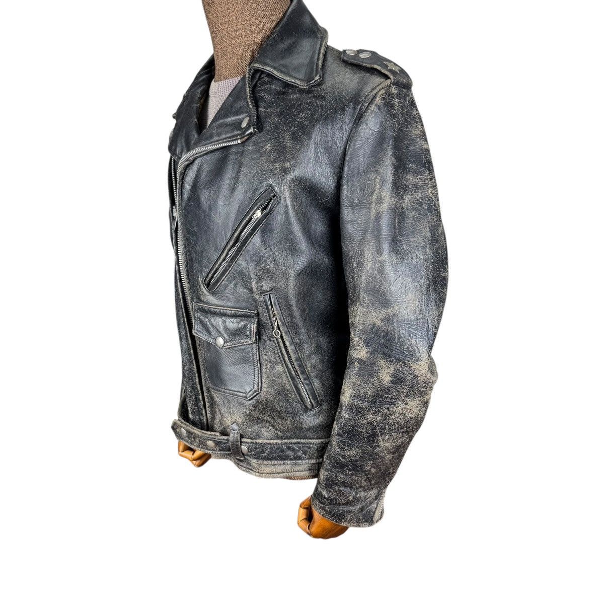 Genuine Leather 🌟VINTAGE 50s STEERHIDE ONE STUDS MOTORCYCLE LEATHER JACKET Size US M / EU 48-50 / 2 - 4 Thumbnail