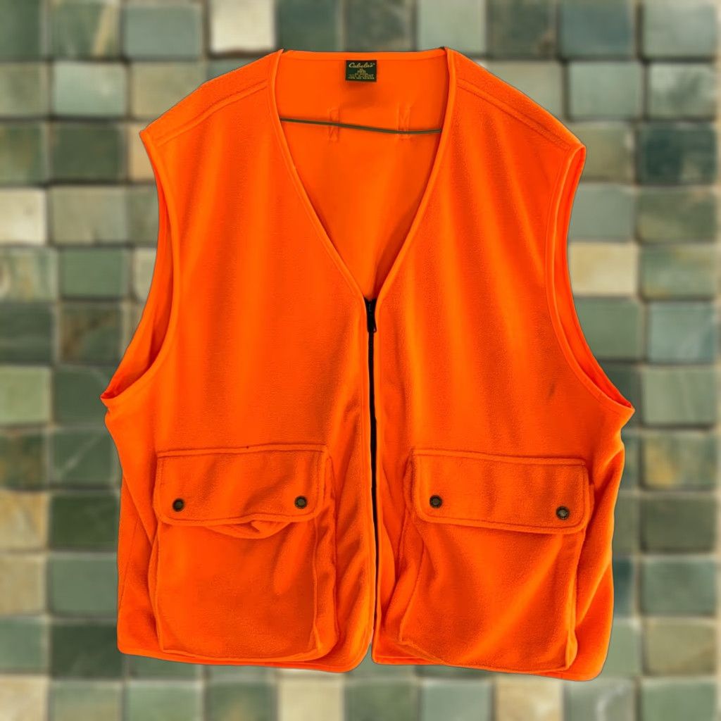 Vintage VINTAGE Cabela's Hunting Orange Hi Viz Fleece Liner Zip Vest Mens XL Shirt Orange 90s Mens Size US XL / EU 56 / 4 - 1 Thumbnail