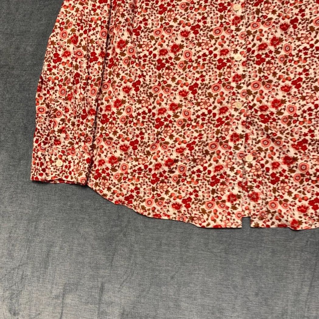 Old Navy Old Navy Shirt Womens Large Beige Red Floral Cotton Streetwear Travel Button Up Size L / US 10 / IT 46 - 3 Thumbnail