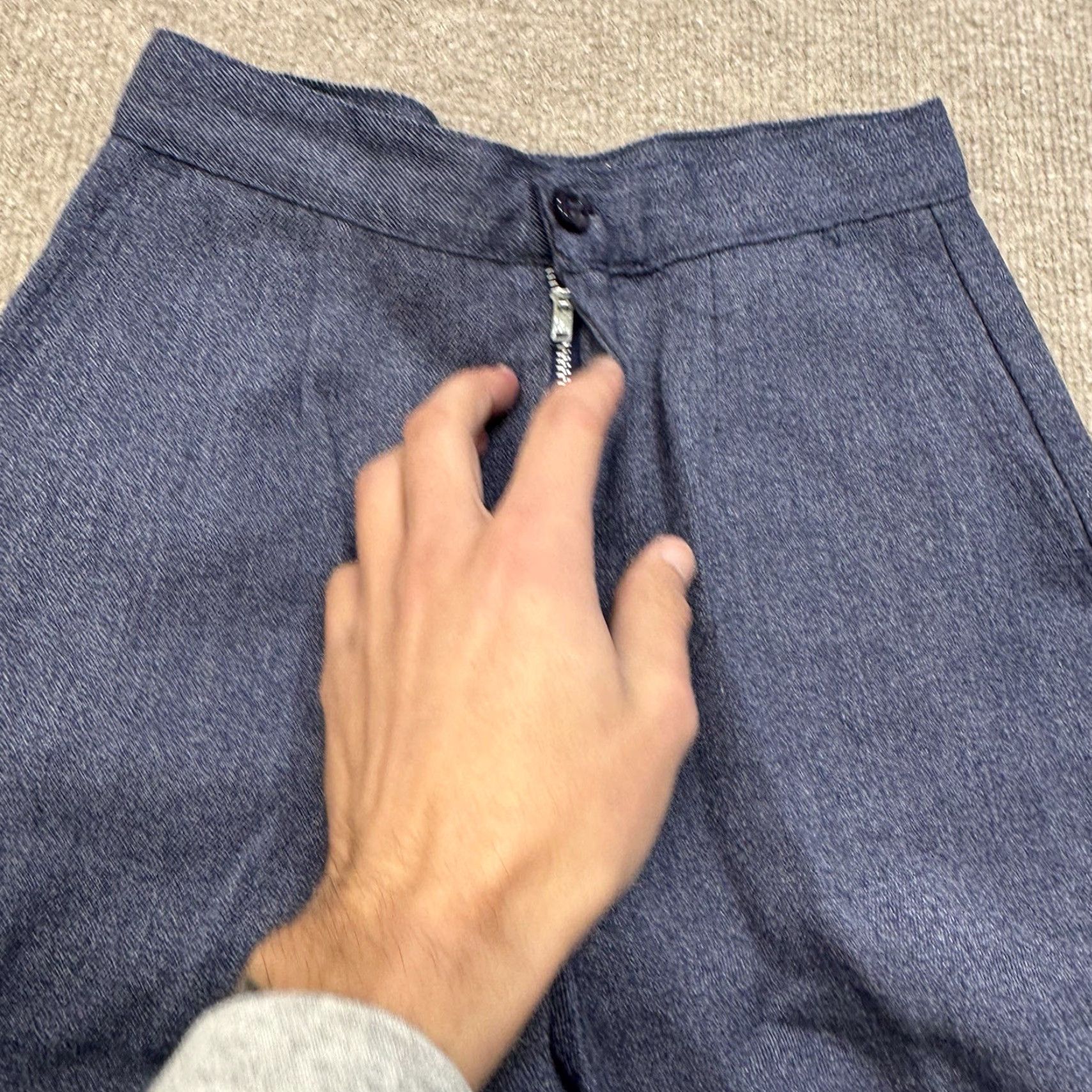 Bell VINTAGE Bell Bottom Jeans Womens 23x30 Hippie Boho High Waist Wide-Leg 60s Cotton Canvas Blue Size 40" / US 18 - 5 Thumbnail