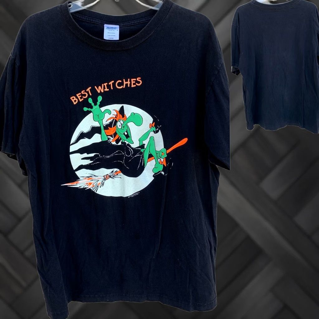 Vintage VINTAGE Best Witches T-Shirt Glow In The Dark L Brieland Graphics 90s 1990s Black Mens Graphic Tee Halloween Size US L / EU 52-54 / 3 - 1 Thumbnail